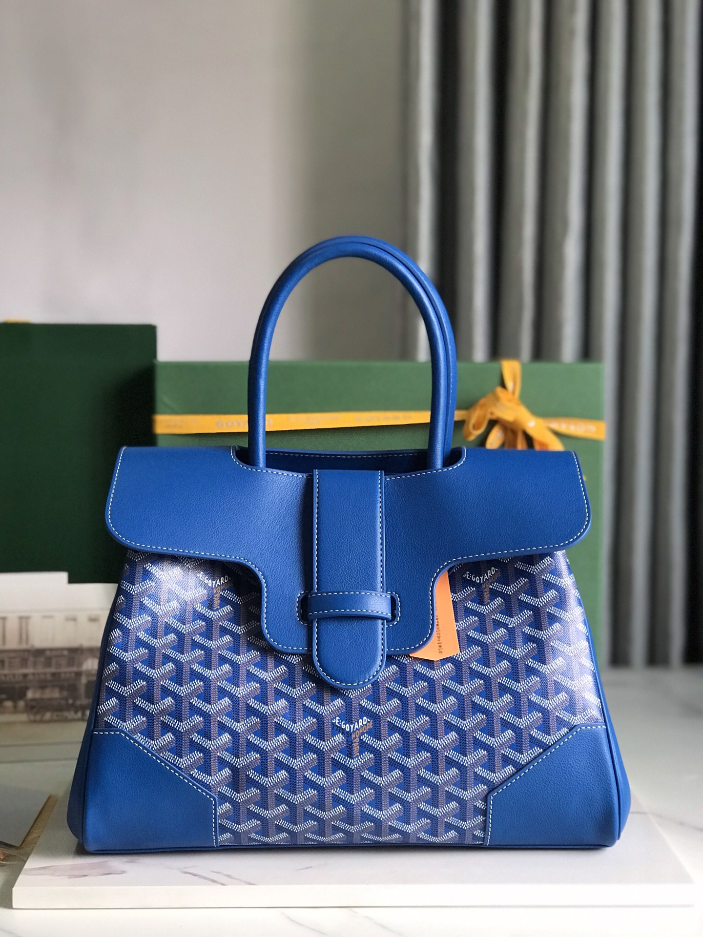 GOYARD Goyardine Saigon Tote Blue