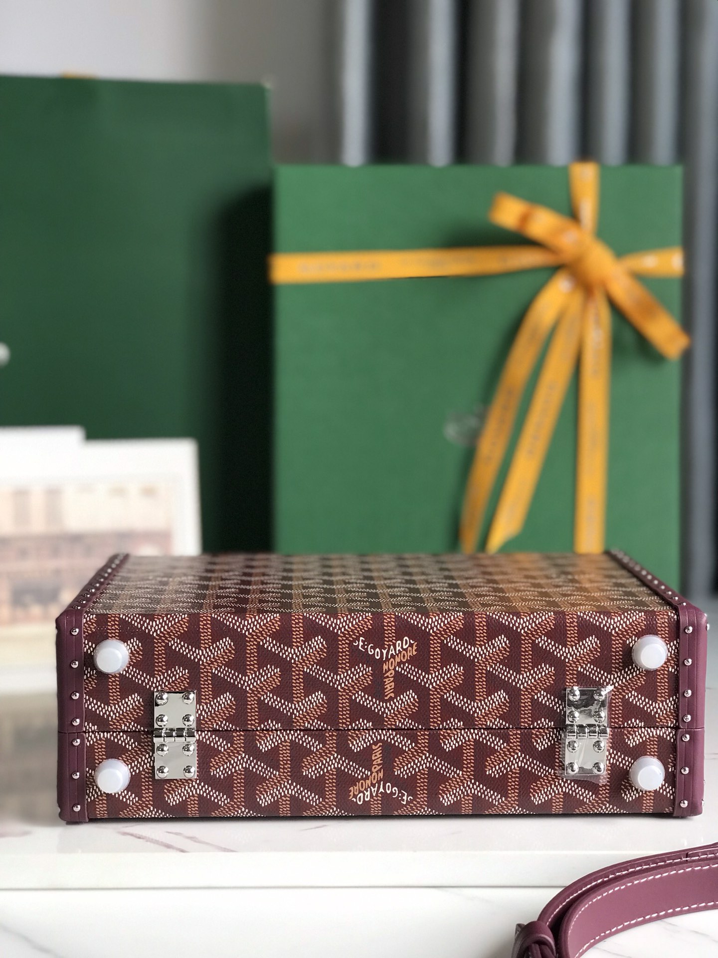 Goyard Grand Hotel Trunk Bag Brown red | eBay