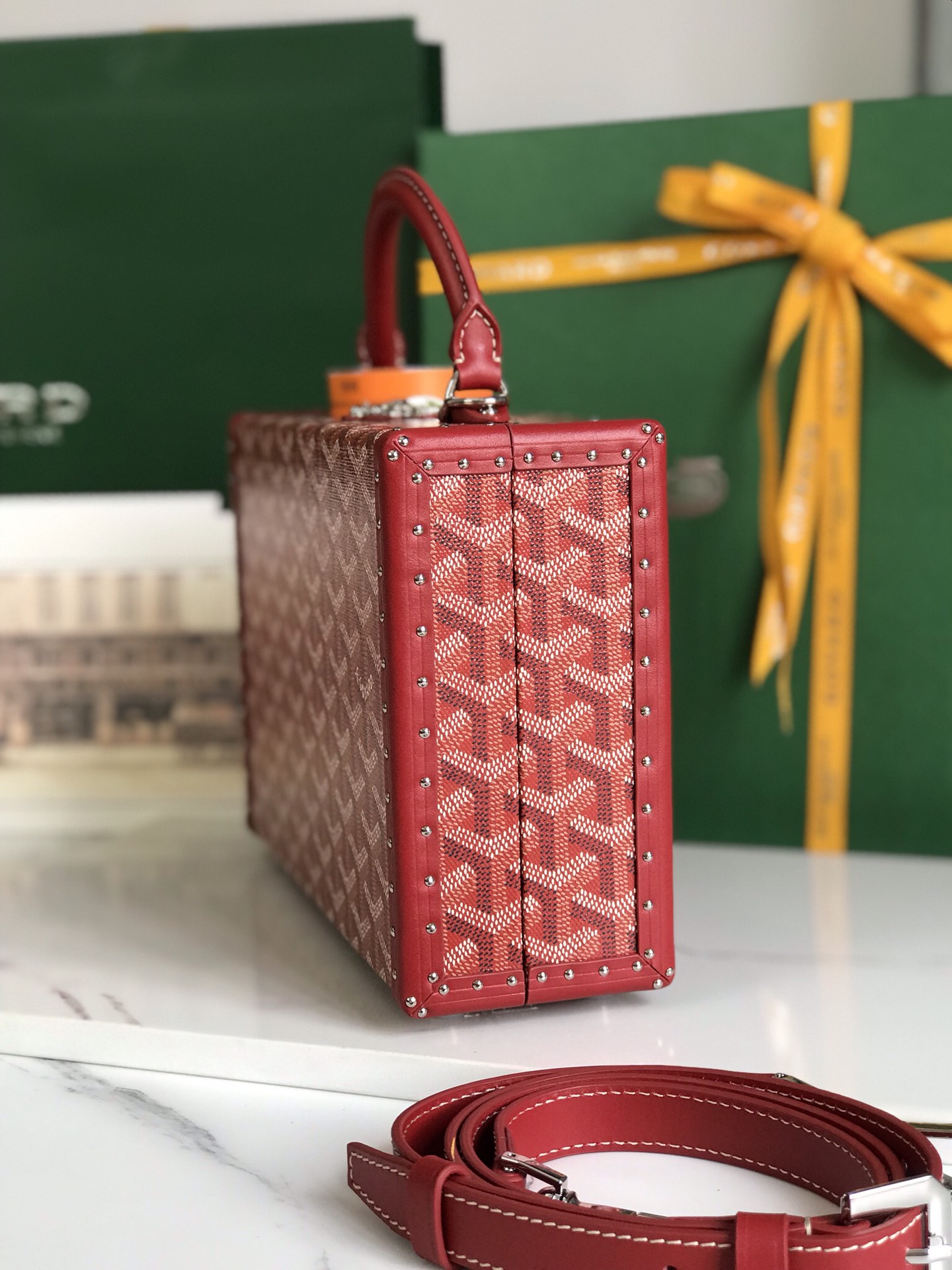 Goyard Grand Hotel Trunk Bag red | eBay