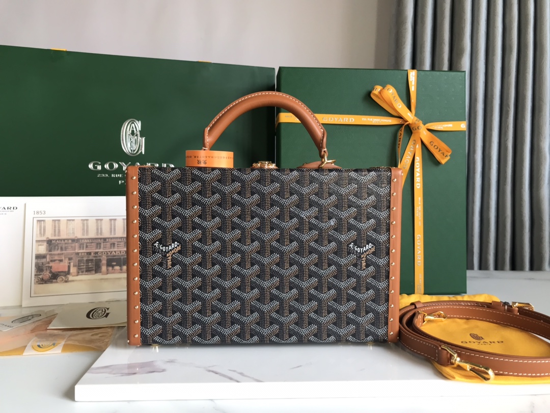 Goyard Grand Hotel Trunk Bag Coated Canvas PM Black 1717911