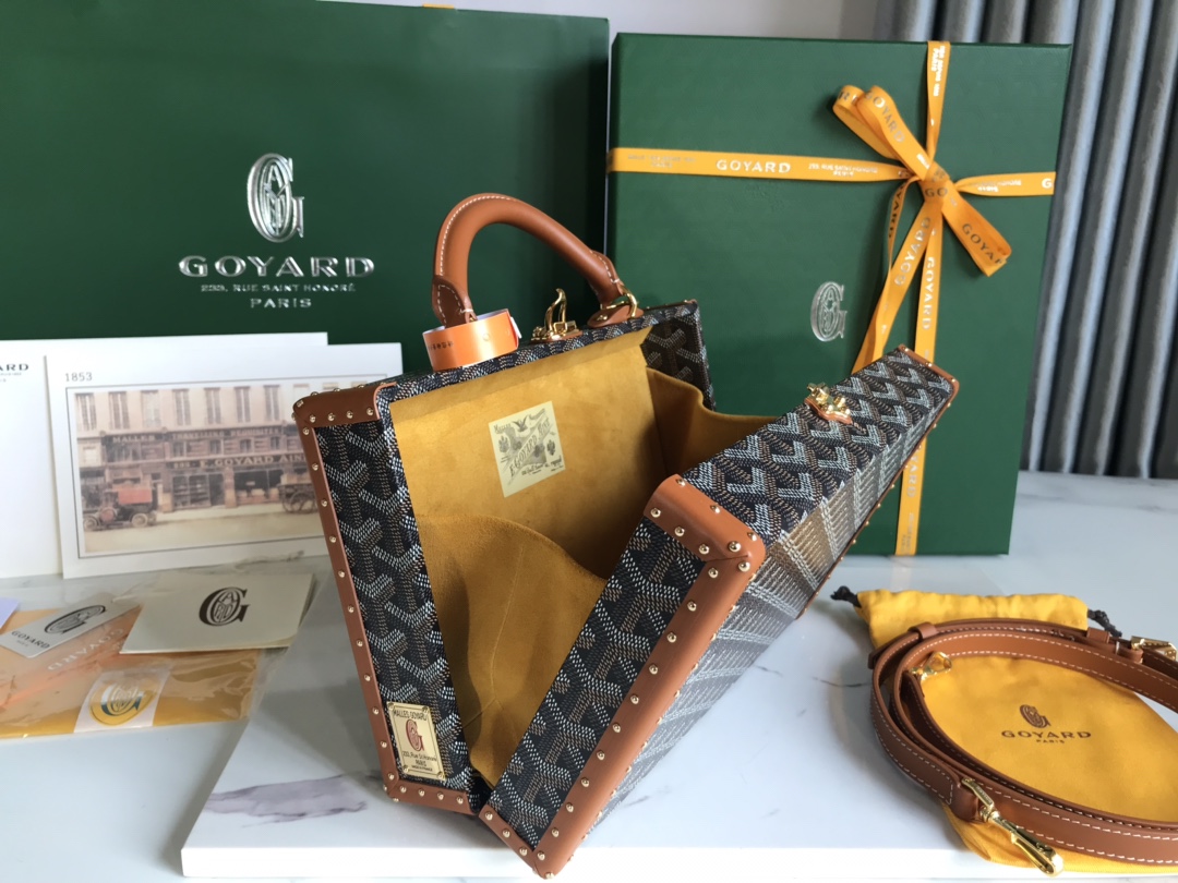 Goyard Grand Hotel Trunk Bag Coated Canvas PM Black 1717911