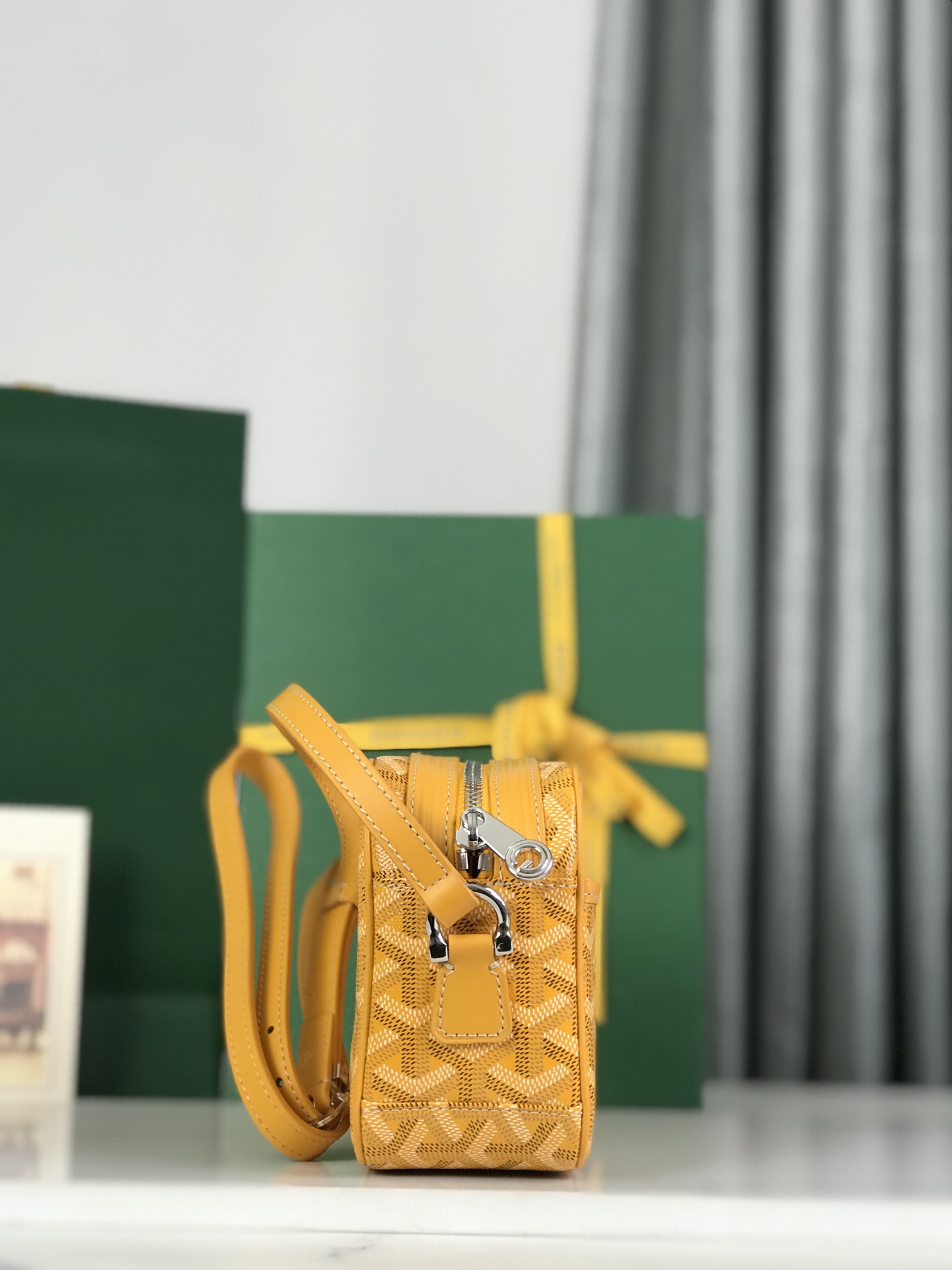GOYARD Herringbone Cup Vert PM Shoulder Bag PVC yellow