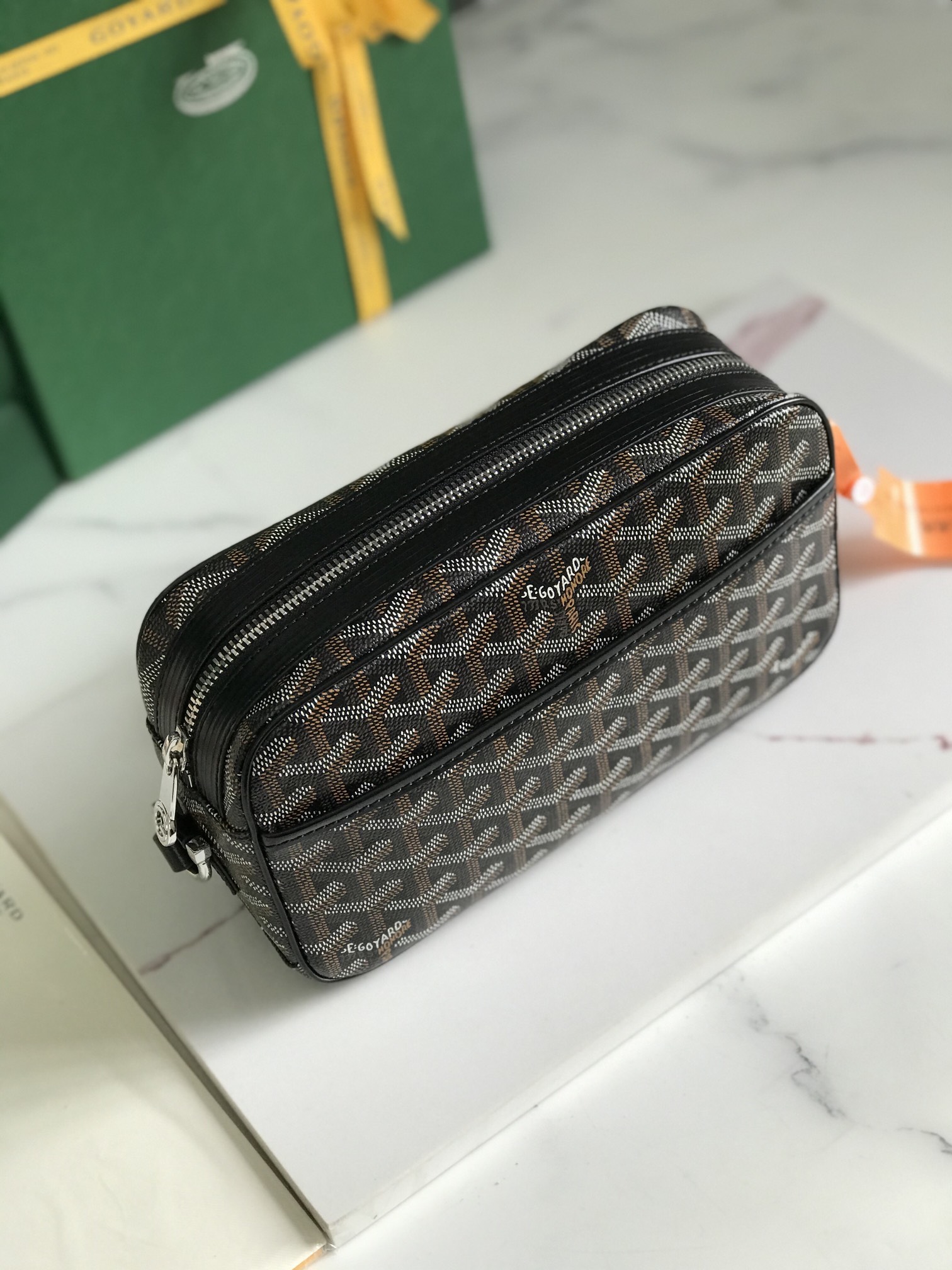 GOYARD Herringbone Cup Vert PM Shoulder Bag PVC black brown