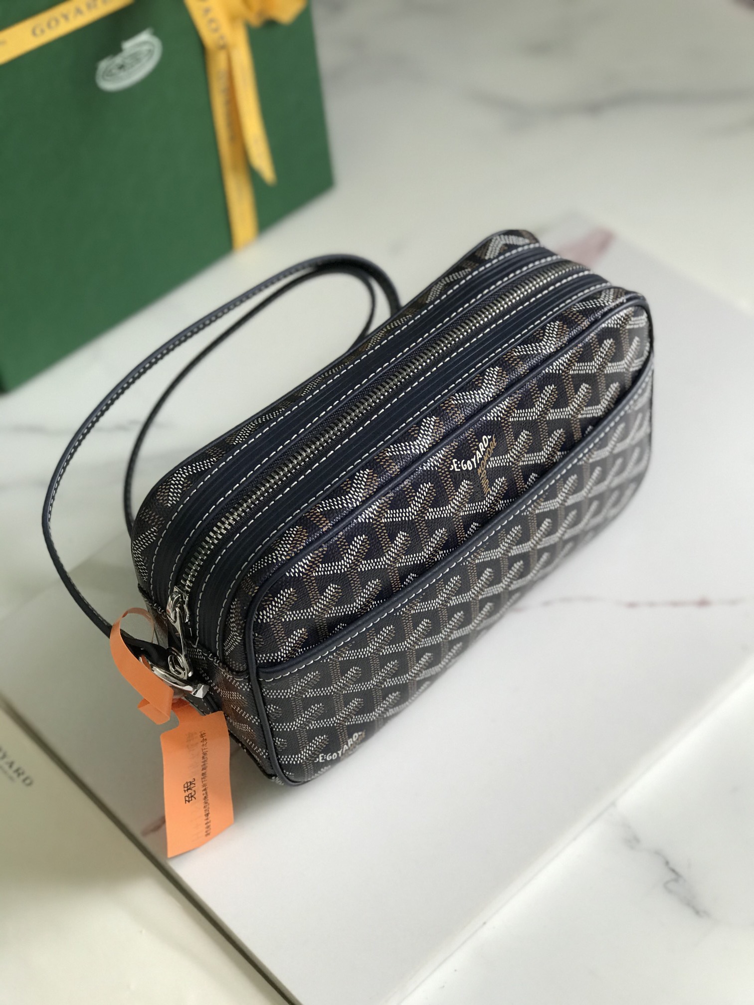 GOYARD Herringbone Cup Vert PM Shoulder Bag PVC navy