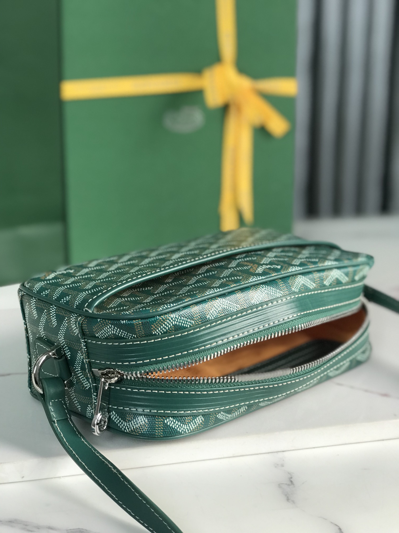 GOYARD Herringbone Cup Vert PM Shoulder Bag PVC green