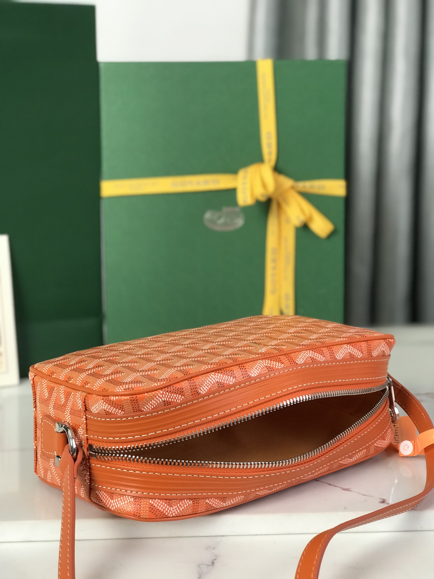GOYARD Herringbone Cup Vert PM Shoulder Bag PVC orange