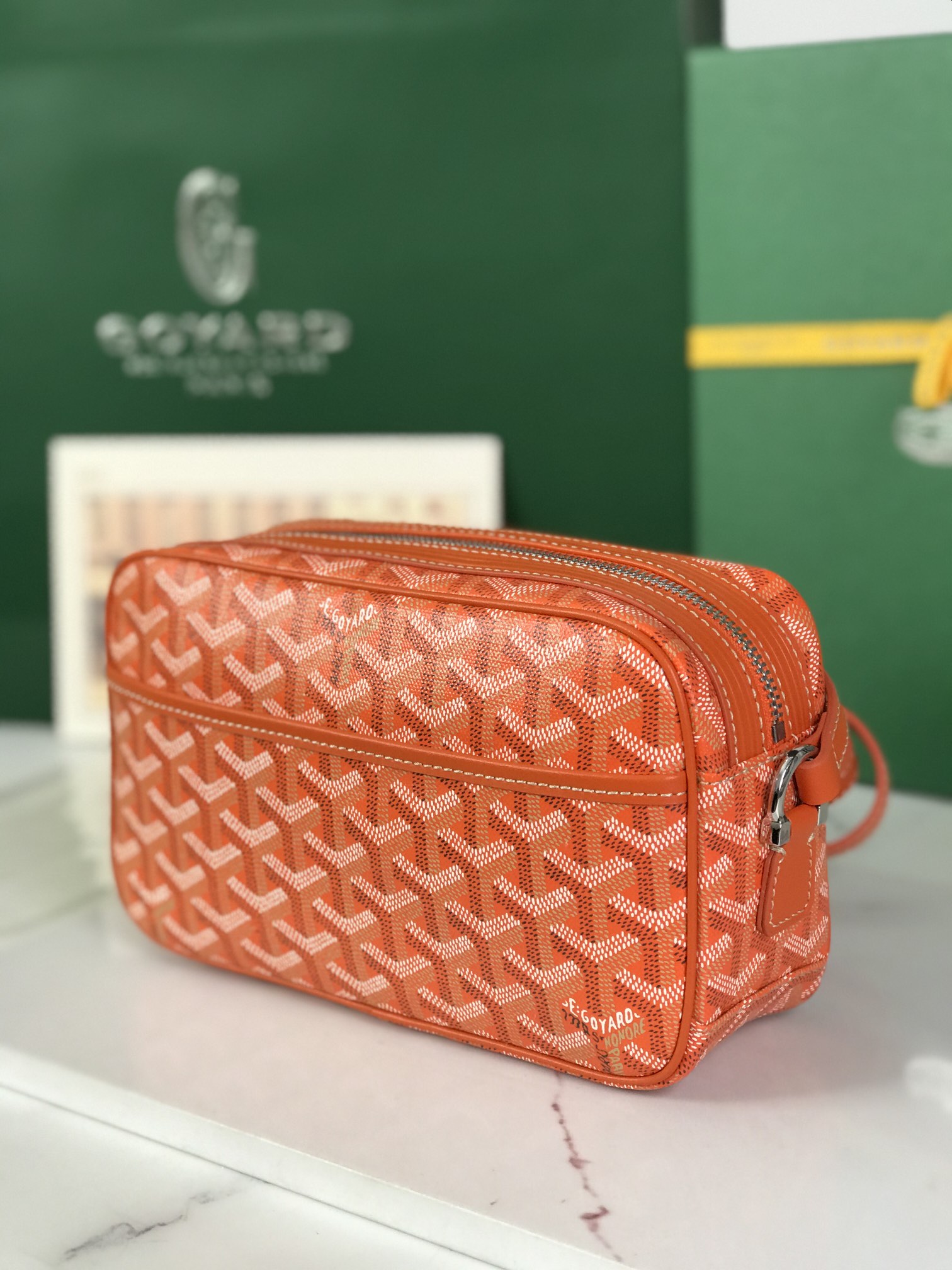 GOYARD Herringbone Cup Vert PM Shoulder Bag PVC orange