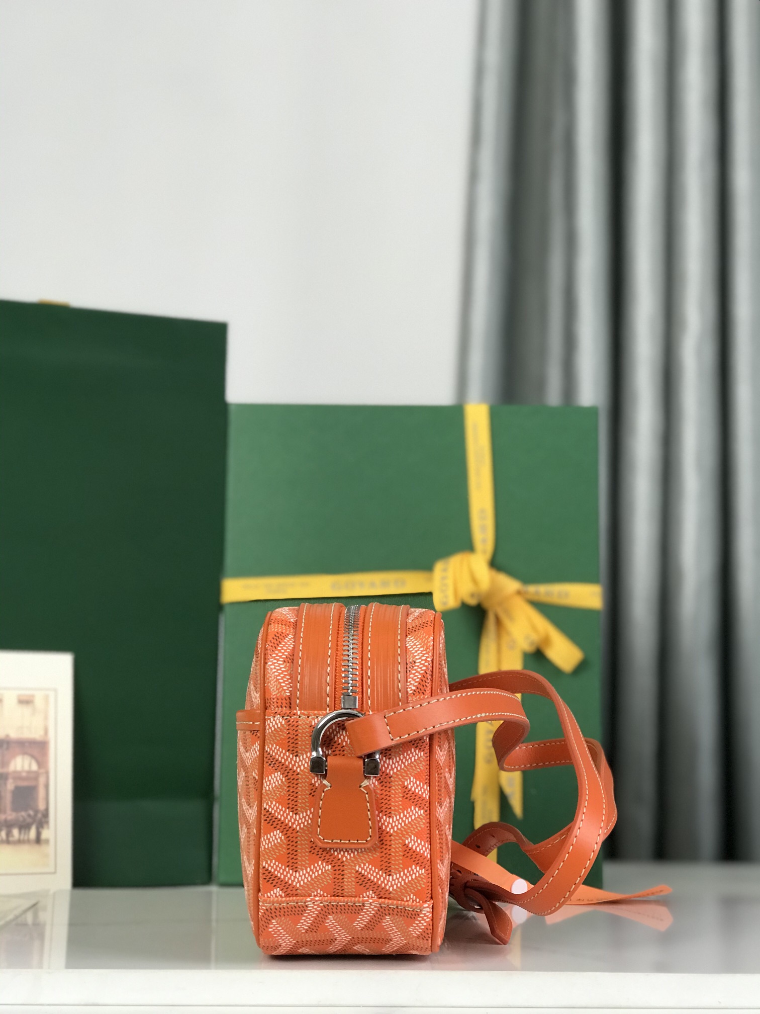 GOYARD Herringbone Cup Vert PM Shoulder Bag PVC orange