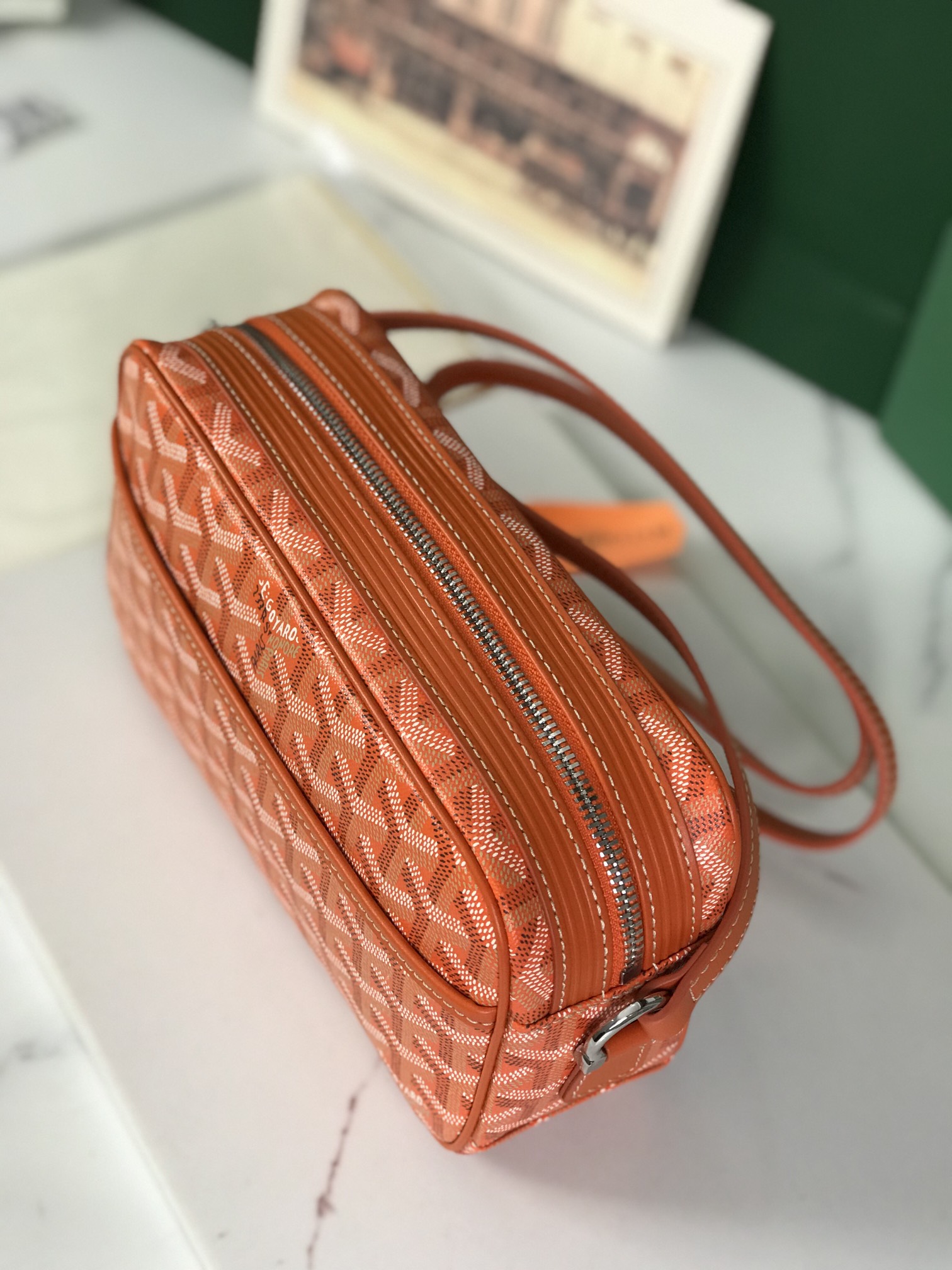 GOYARD Herringbone Cup Vert PM Shoulder Bag PVC orange