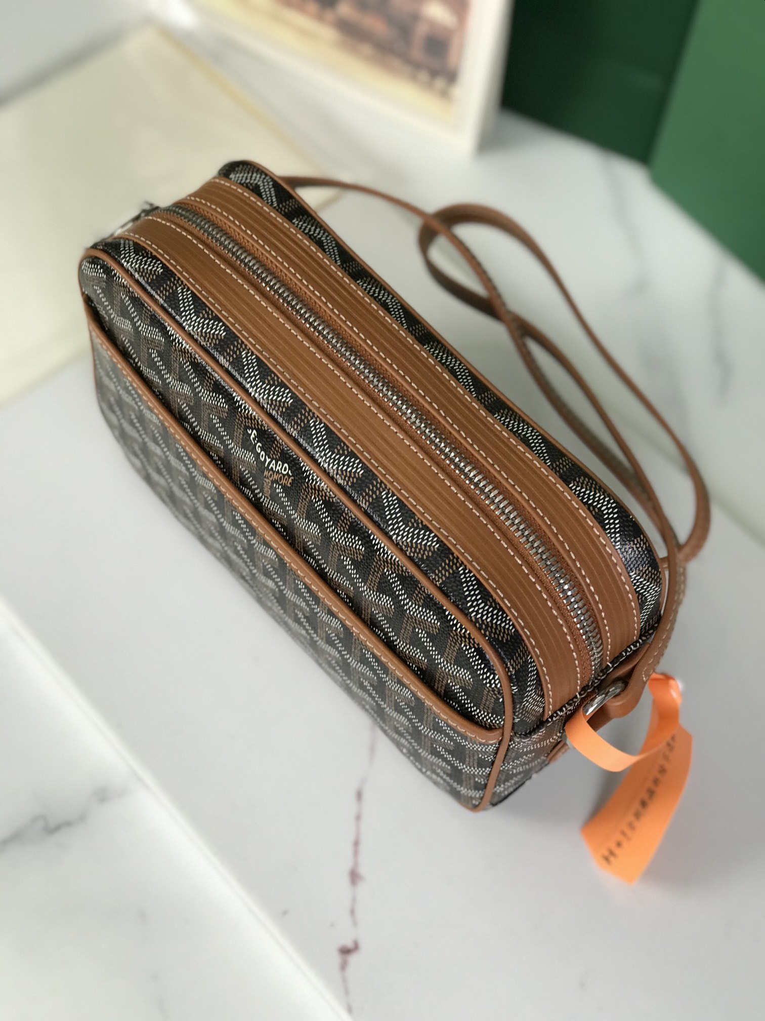 GOYARD Herringbone Cup Vert PM Shoulder Bag PVCbrown gray