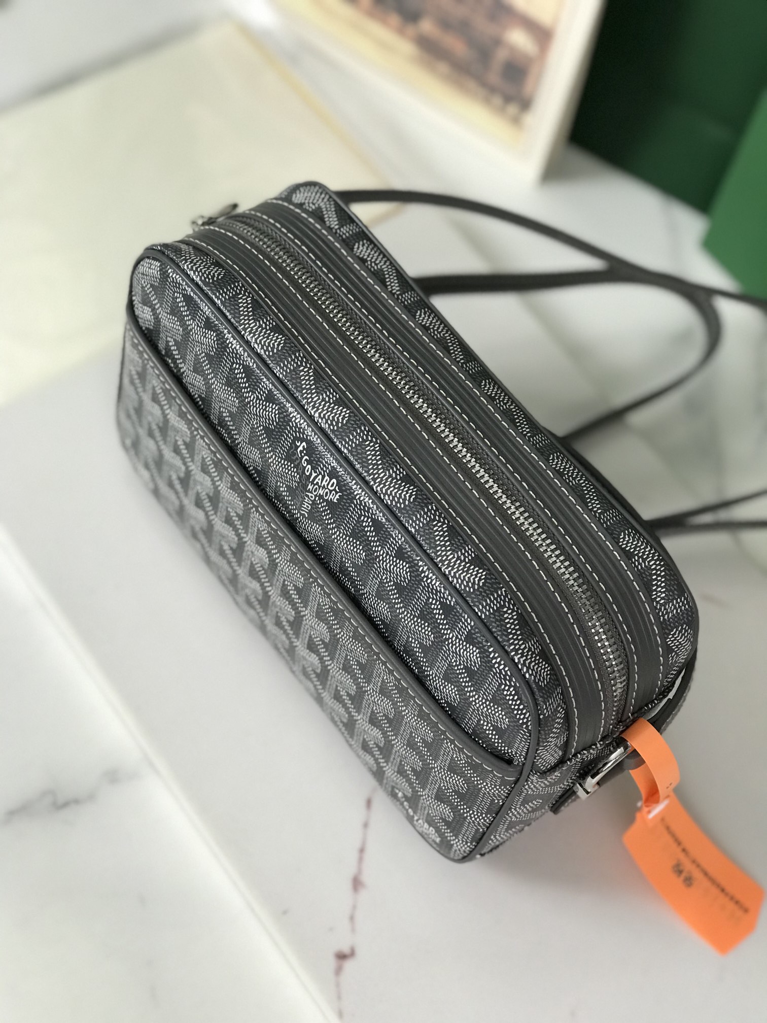 GOYARD Herringbone Cup Vert PM Shoulder Bag PVC black gray