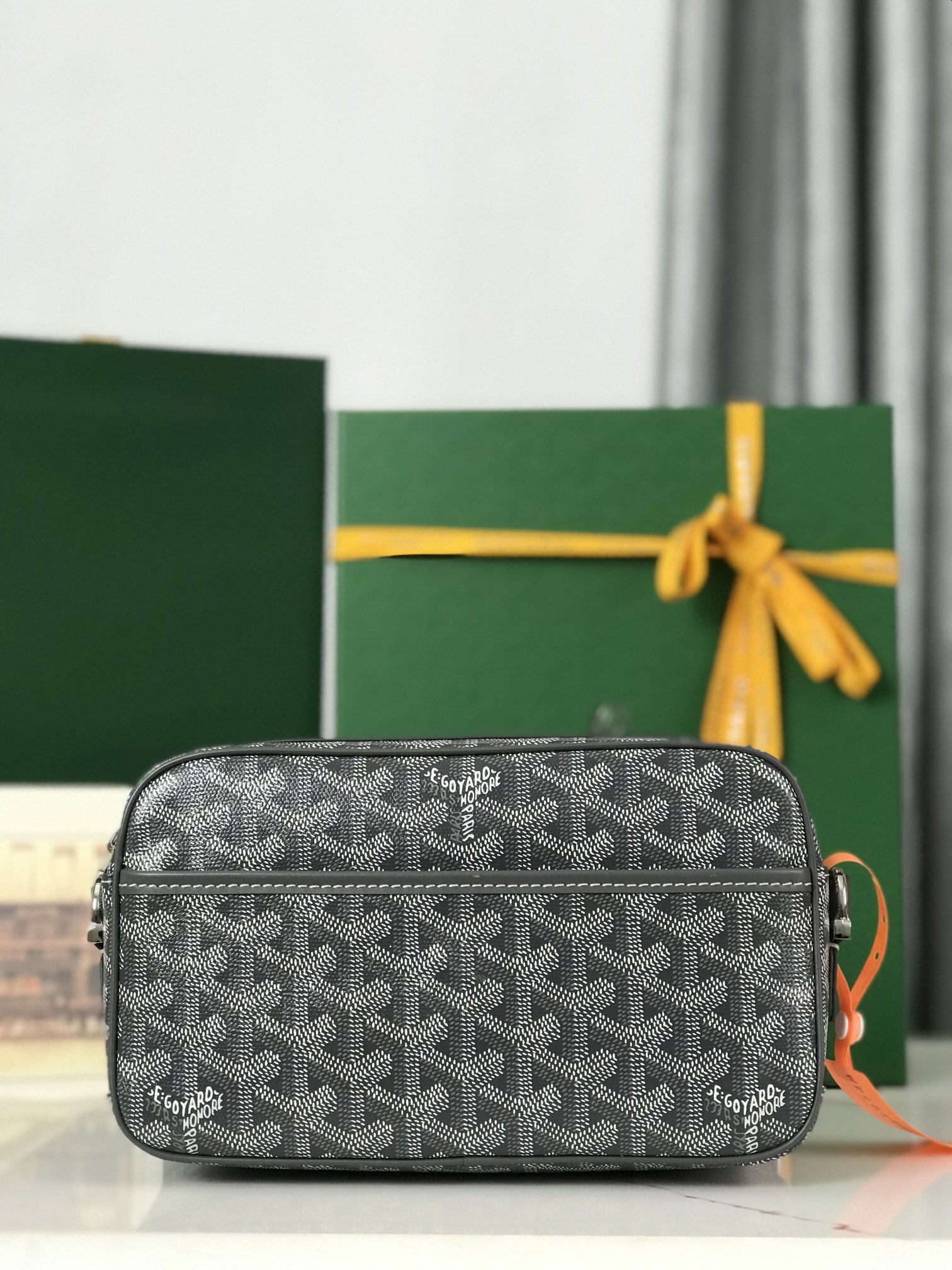 GOYARD Herringbone Cup Vert PM Shoulder Bag PVC black gray