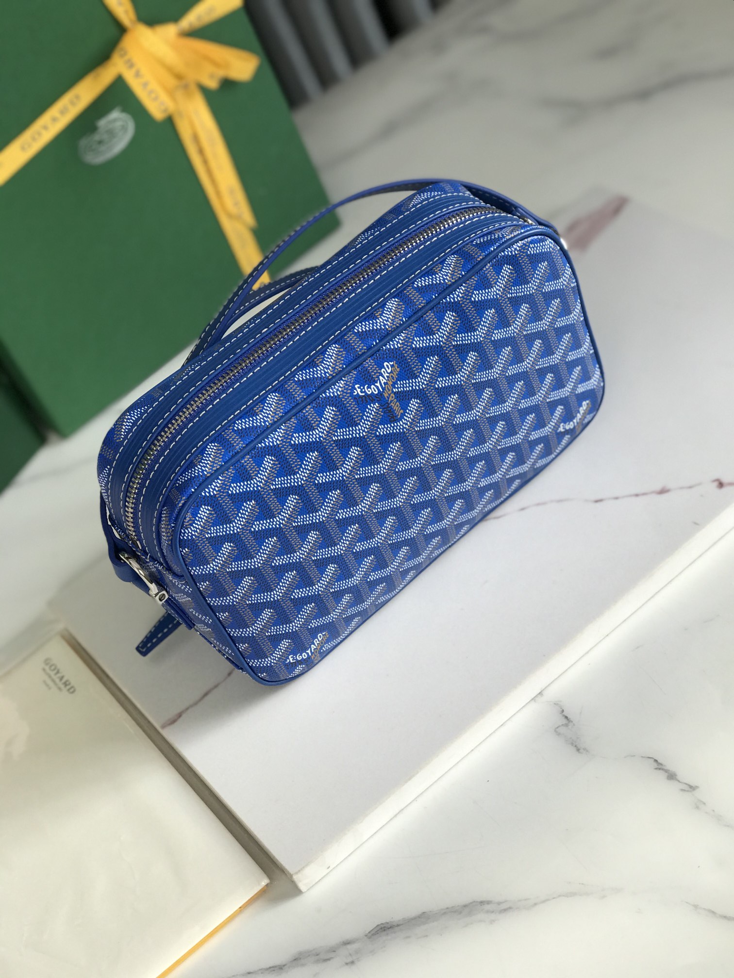 GOYARD Herringbone Cup Vert PM Shoulder Bag PVC  blue