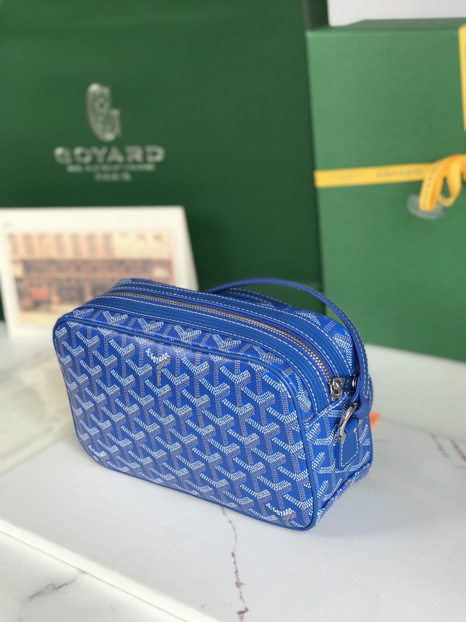 GOYARD Herringbone Cup Vert PM Shoulder Bag PVC  blue