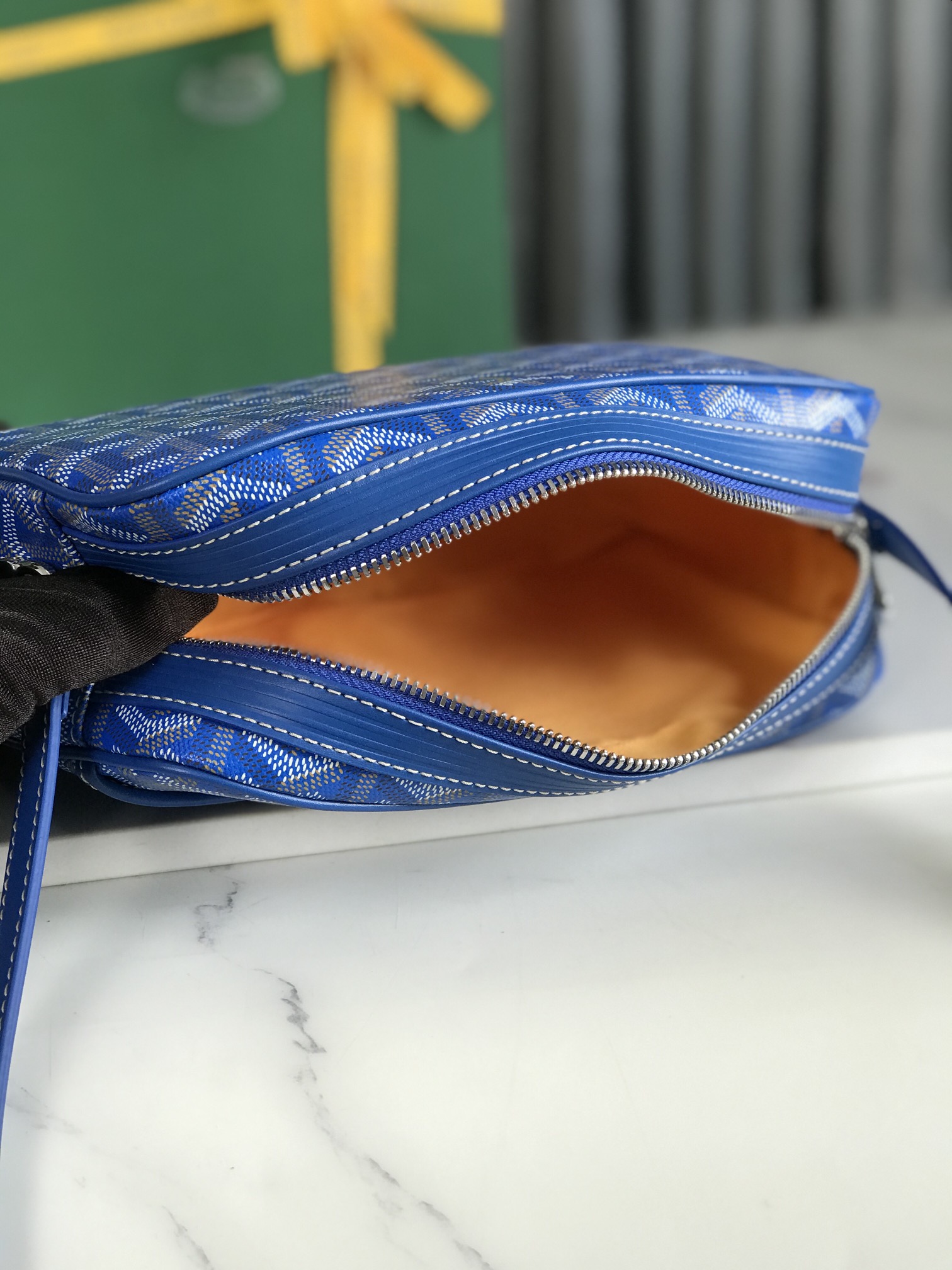 GOYARD Herringbone Cup Vert PM Shoulder Bag PVC  blue