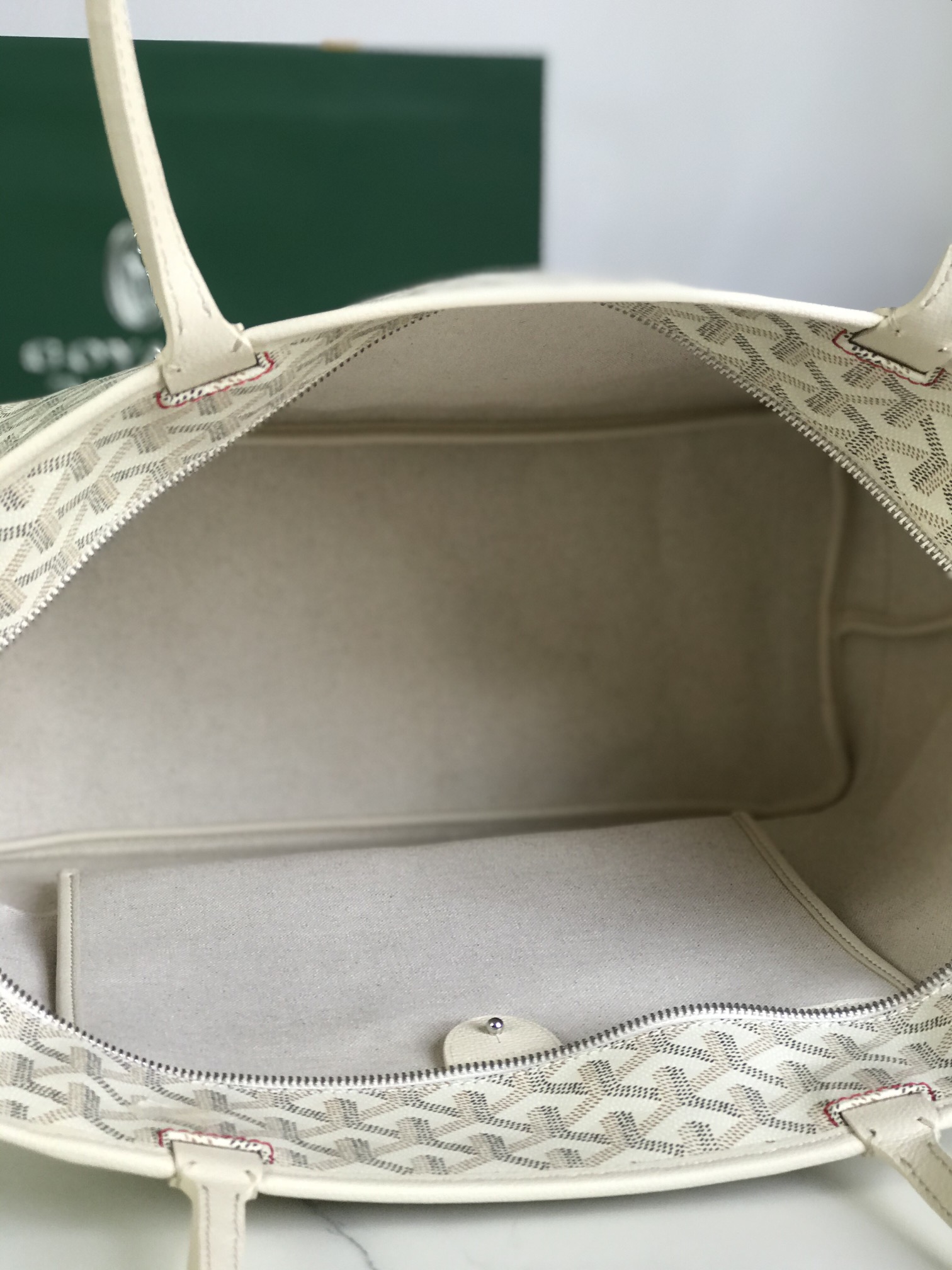 Goyard White Goyardine Coated Canvas and Leather Saint Louis