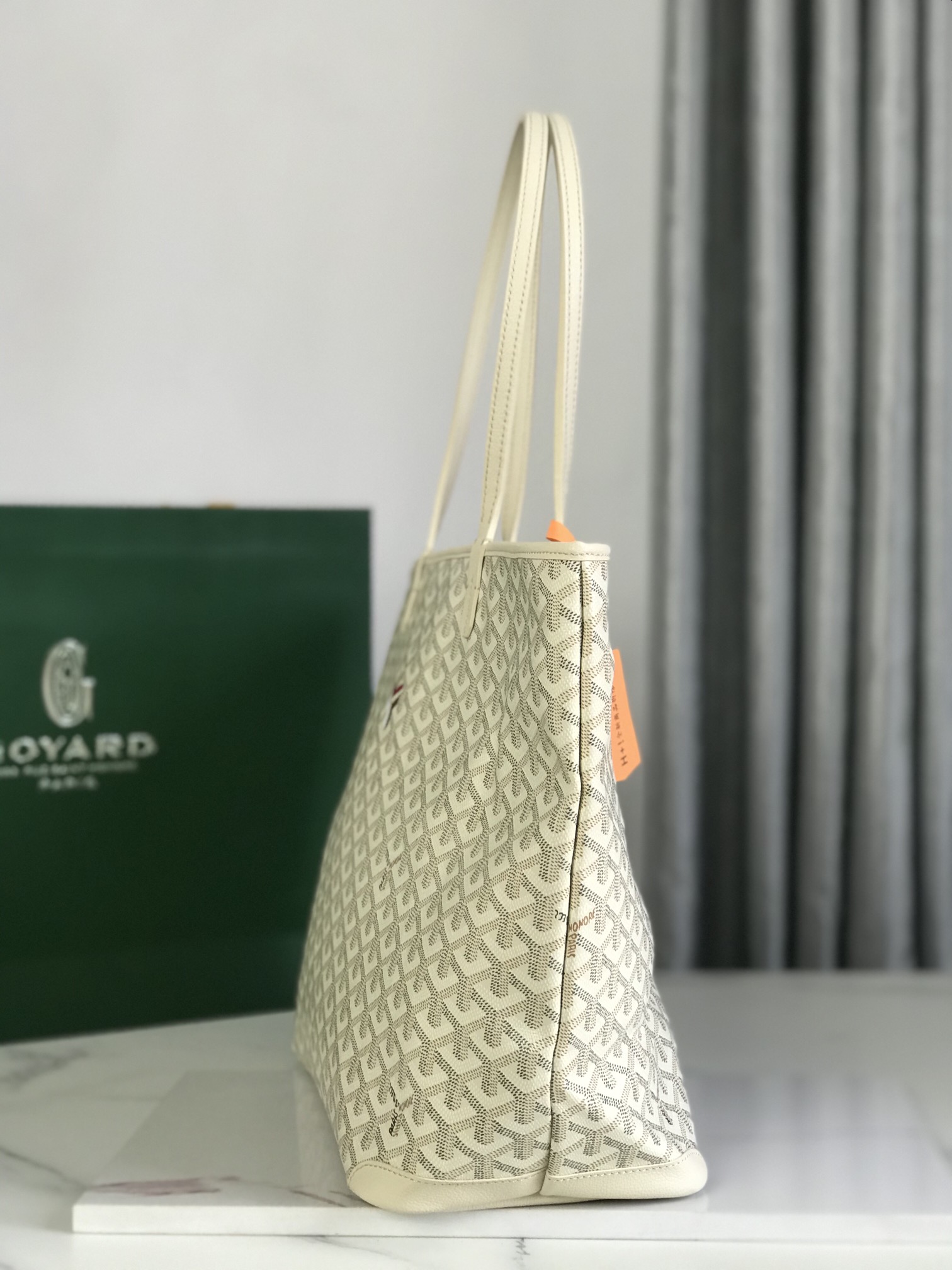 Goyard White Goyardine Coated Canvas and Leather Saint Louis