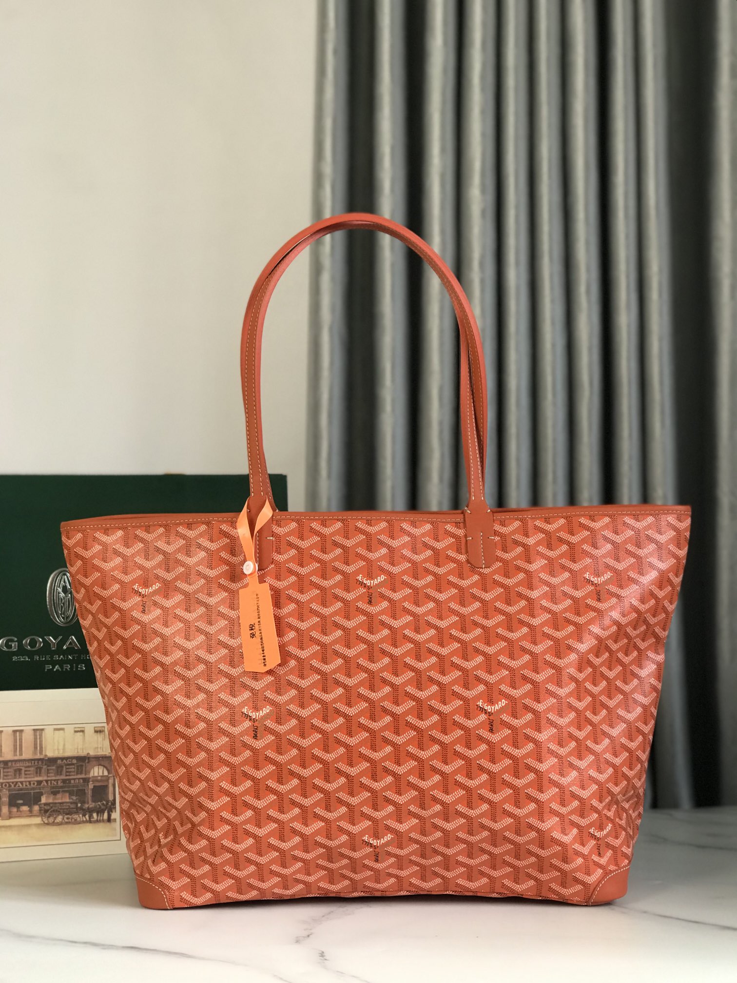 Goyard Artois PM Tote Bag for Women Black orange N-QL |