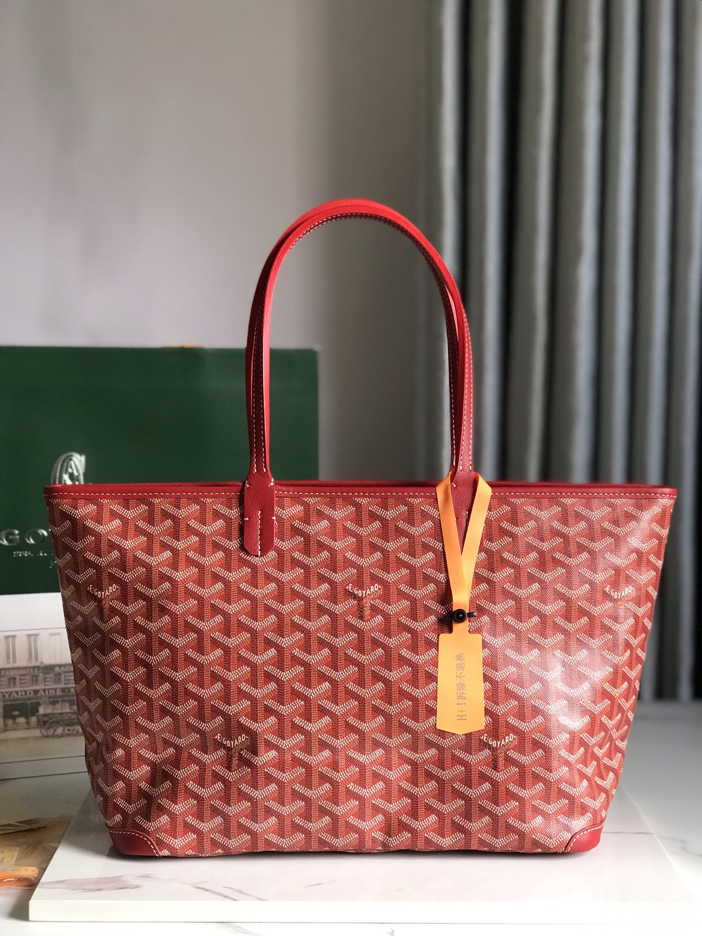 Red Goyard Goyardine Saint Louis PM Tote Bag