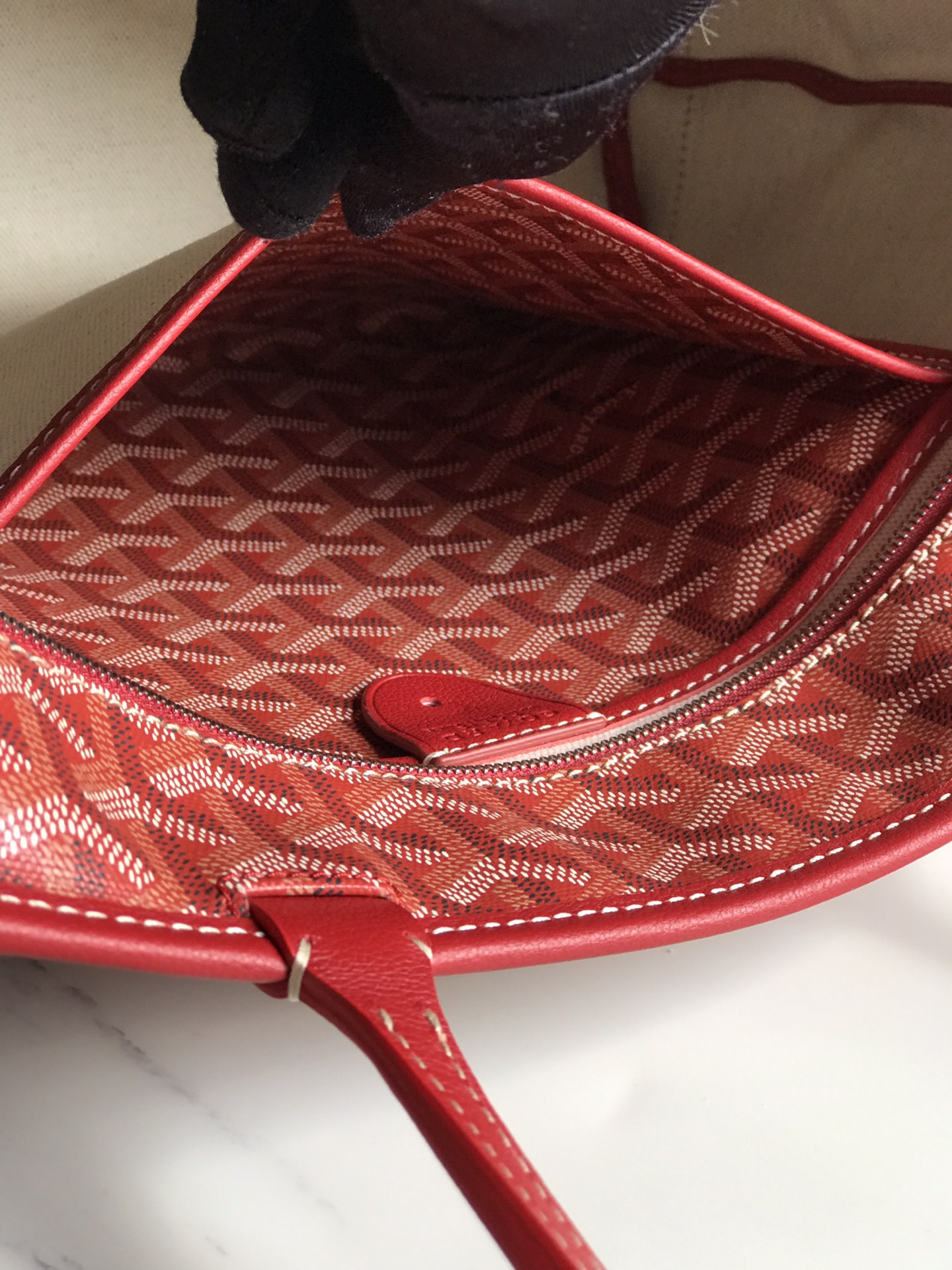 Red Goyard Goyardine Saint Louis PM Tote Bag