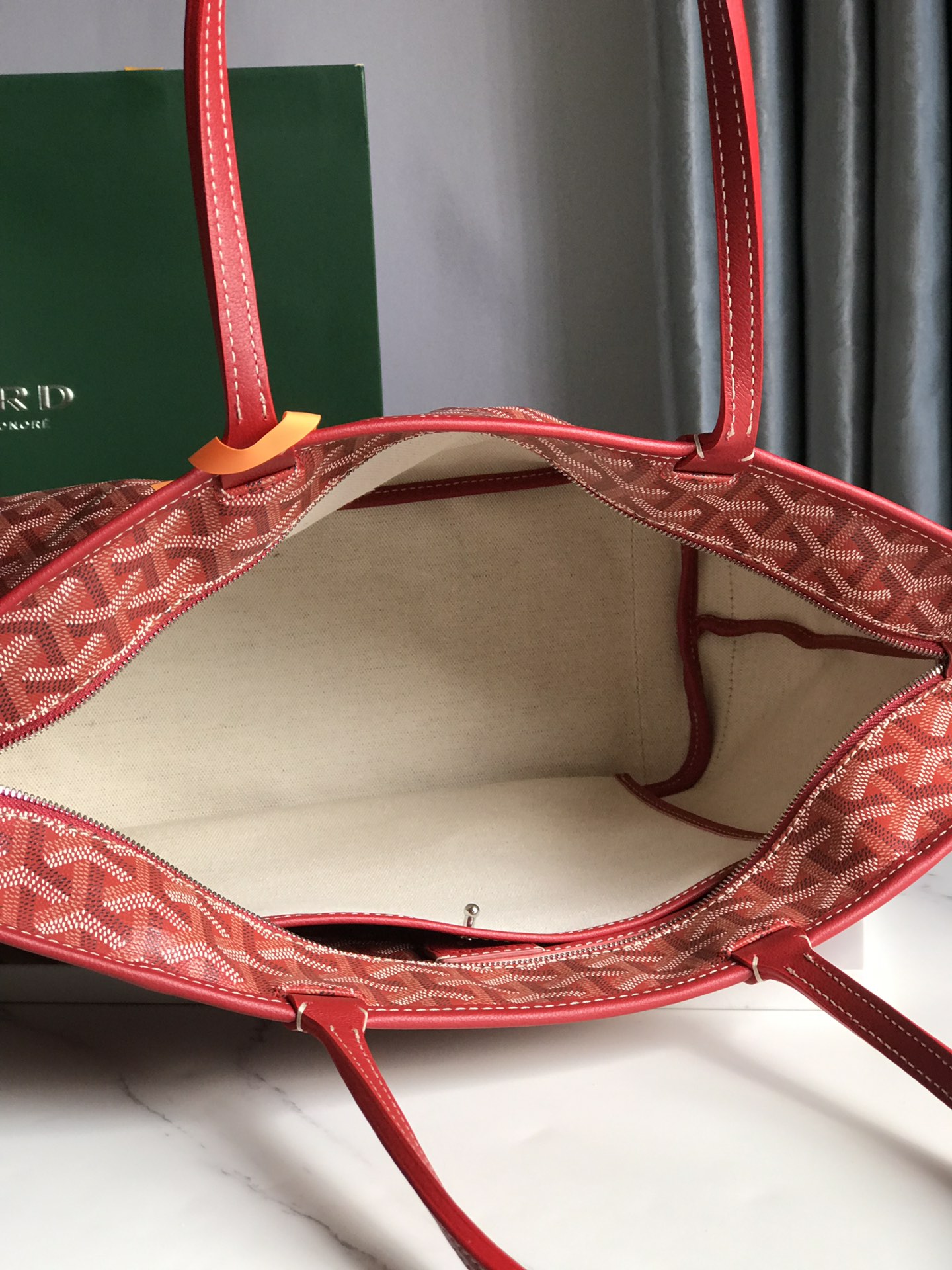 Red Goyard Goyardine Saint Louis PM Tote Bag