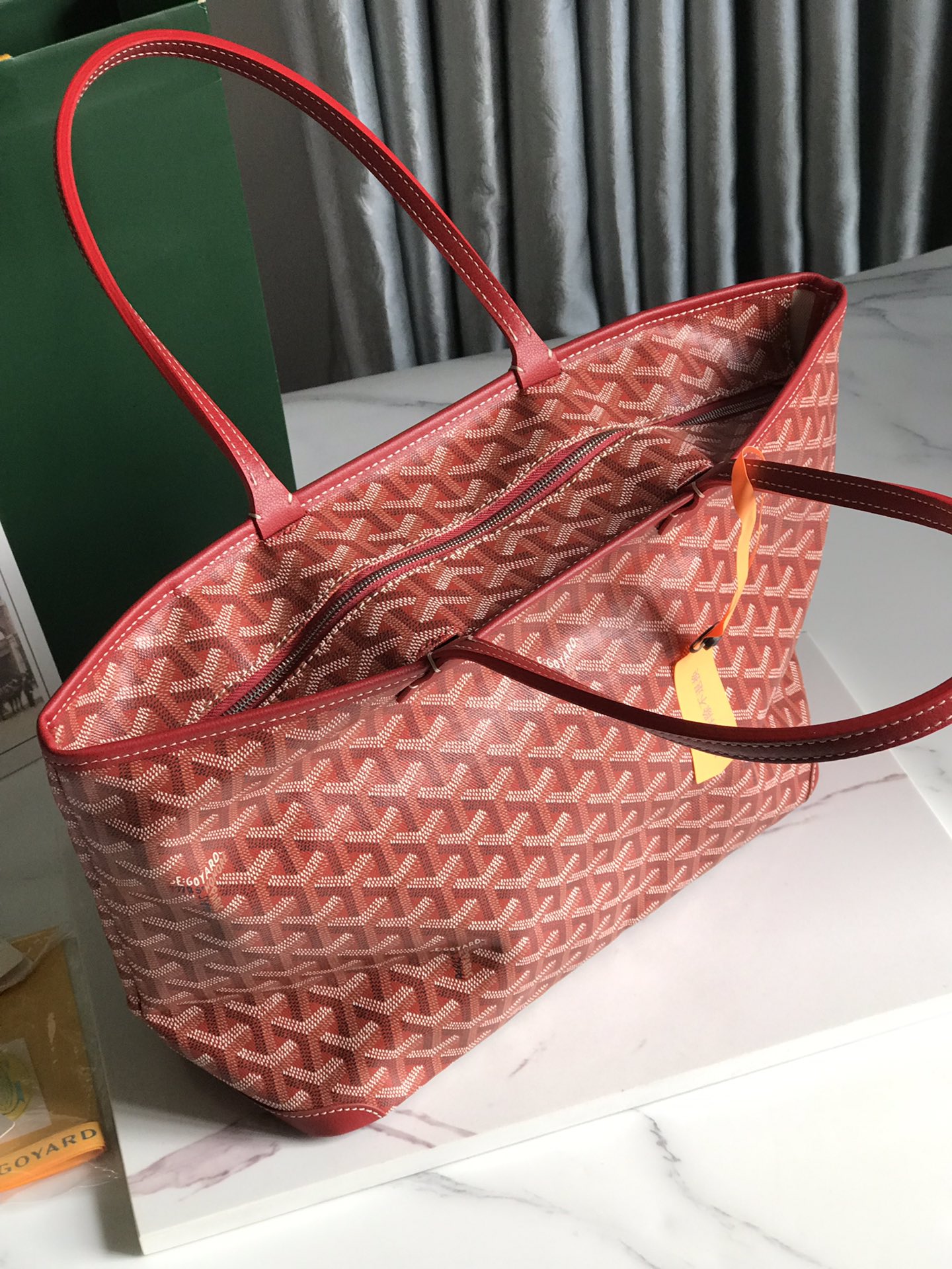Red Goyard Goyardine Saint Louis PM Tote Bag