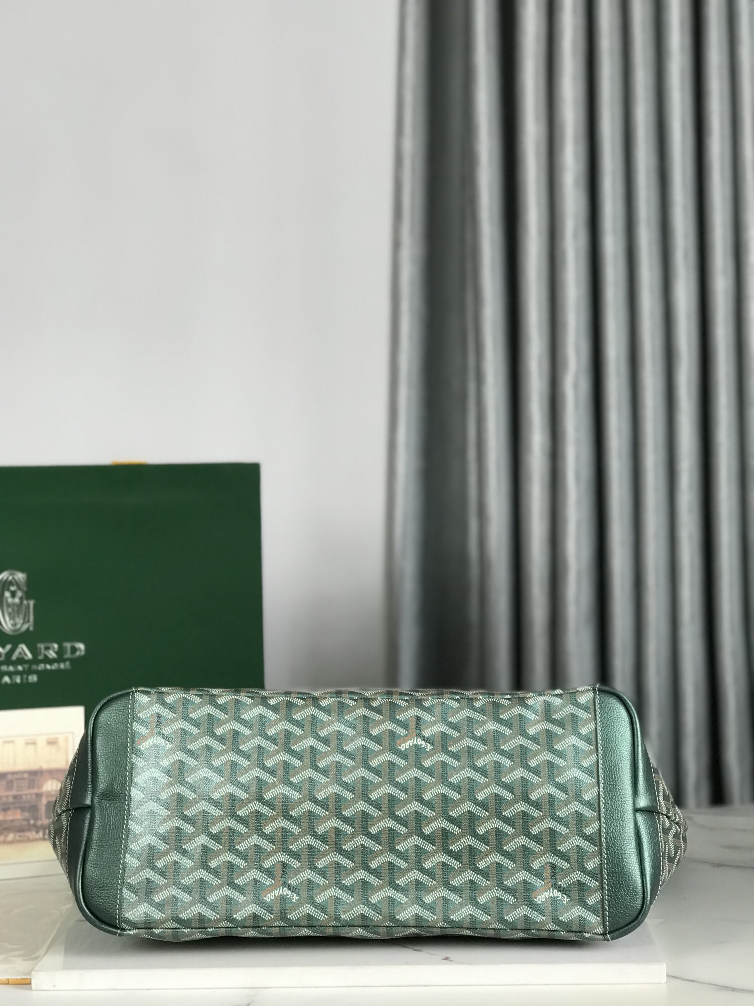 Goyard Goyardine Green Artois Tote PM Palladium