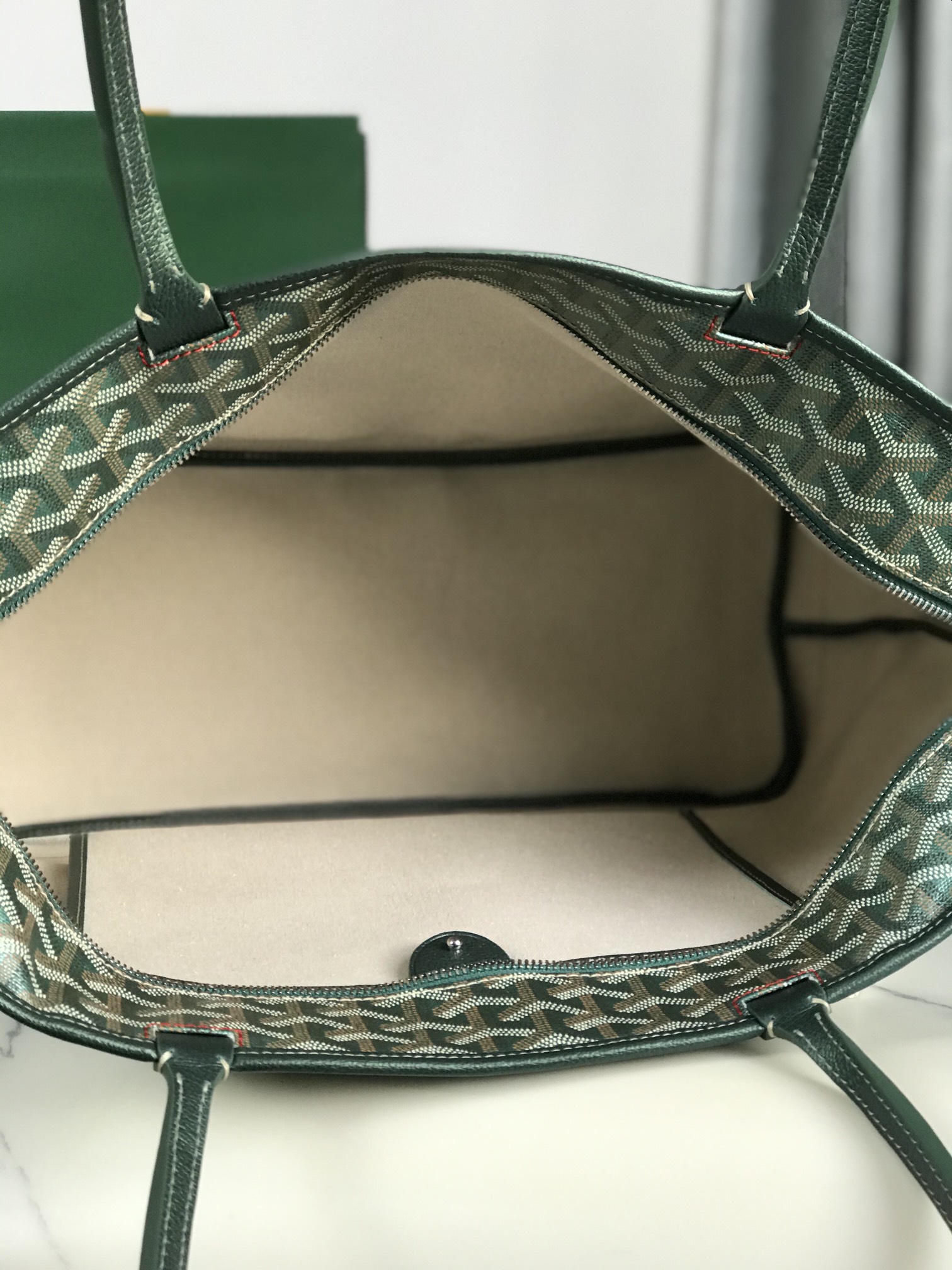 Goyard Goyardine Green Artois Tote PM Palladium