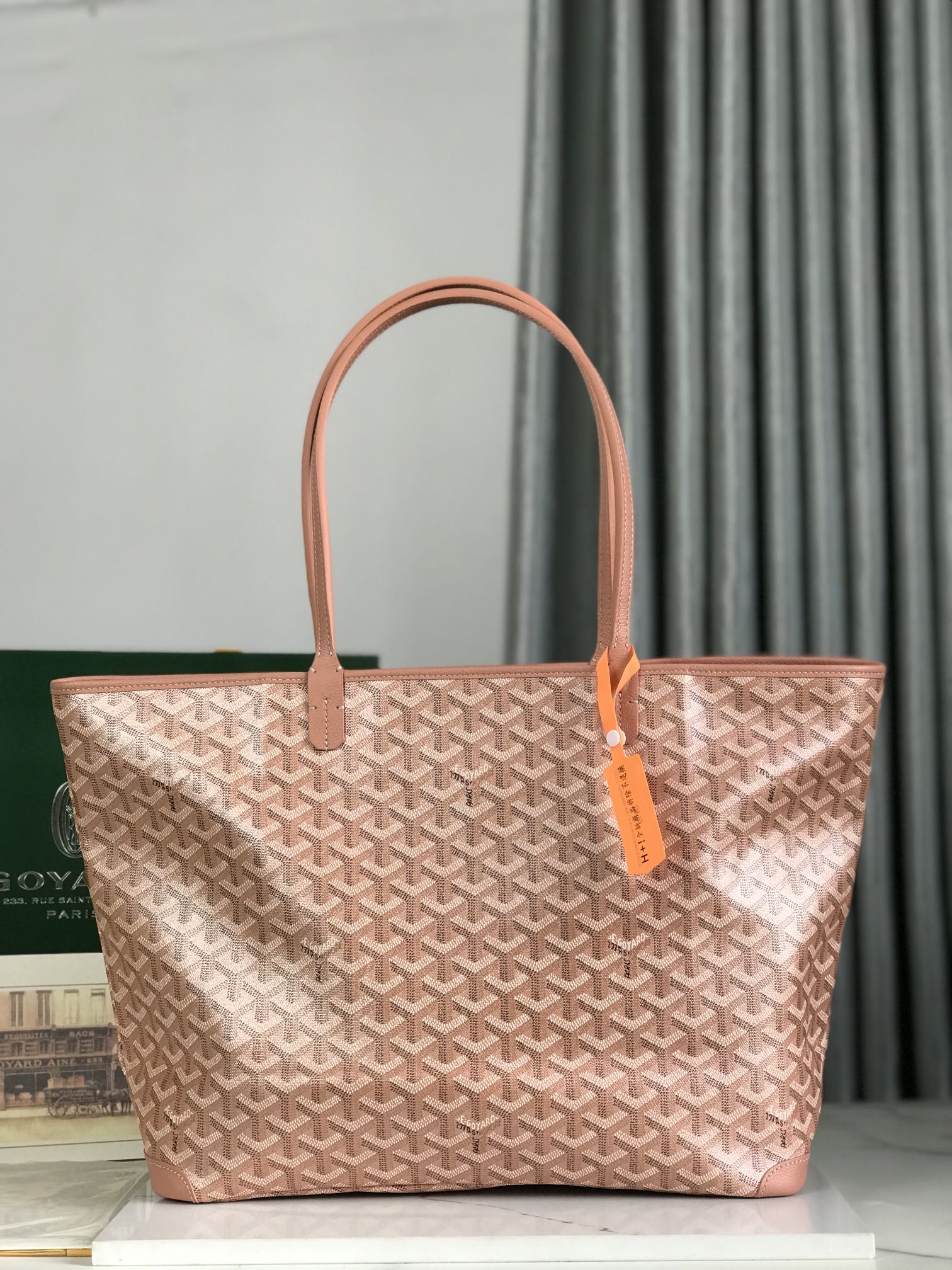 Goyard Goyardine pink Artois Tote PM Palladium