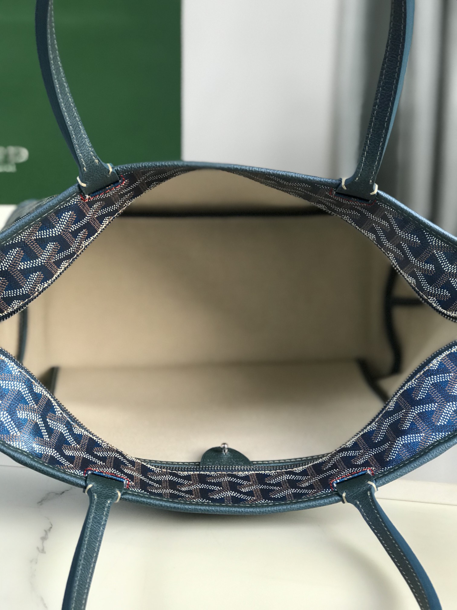 Goyard Goyardine blue Artois Tote PM Palladium