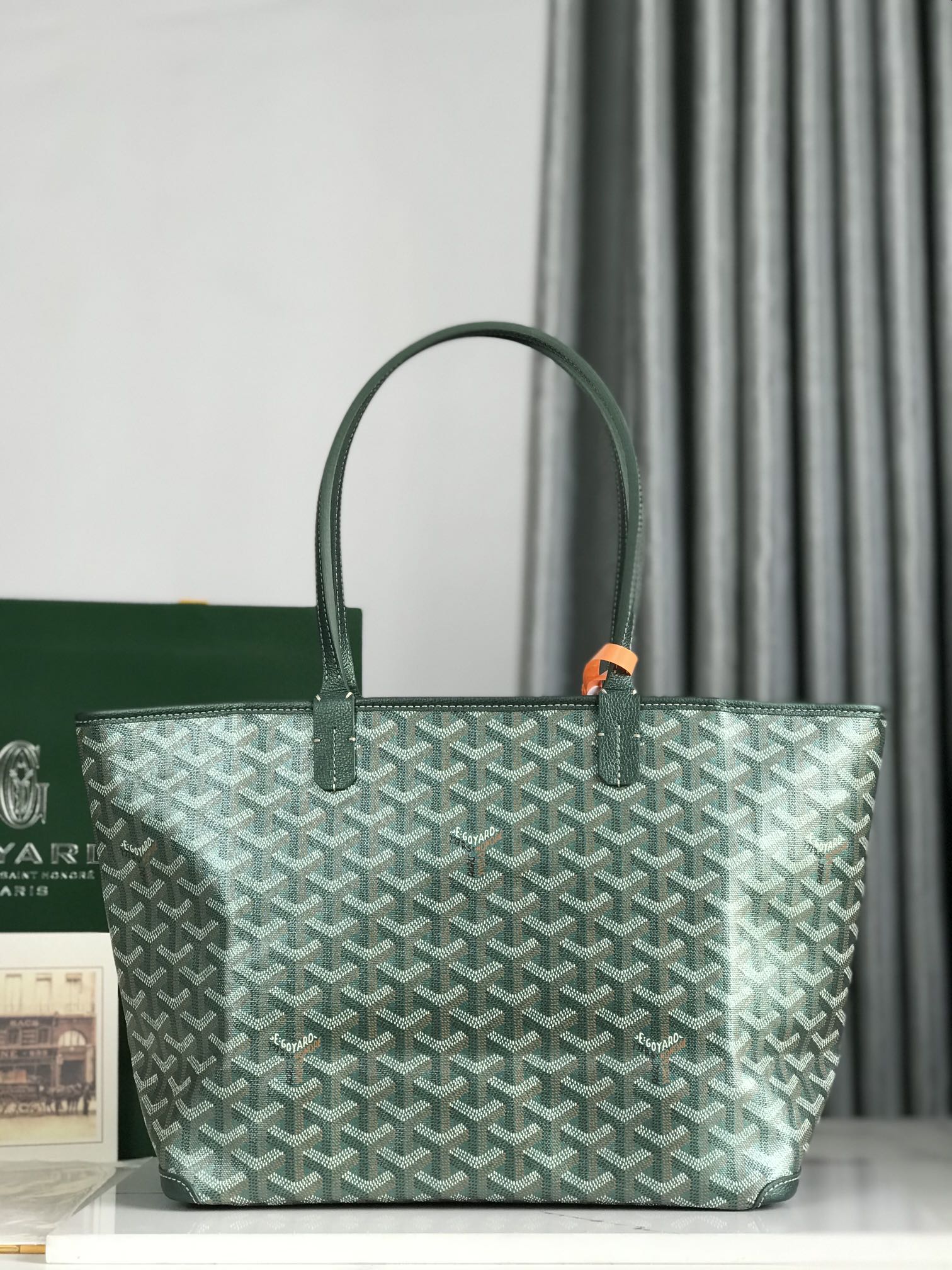 Goyard Goyardine Green Artois Tote PM Palladium
