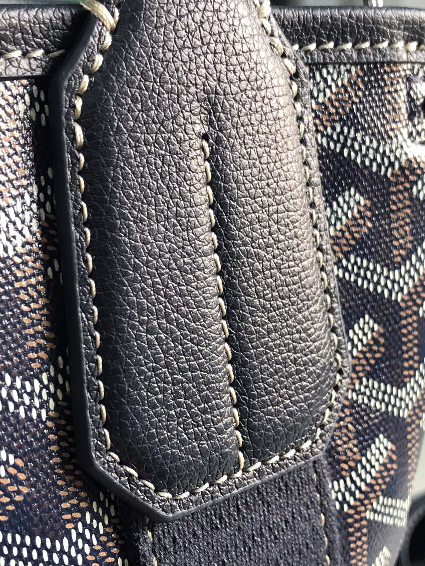 Pre-Owned Goyard PM Belharra Tote Printed Coated Canvas  bag in navy