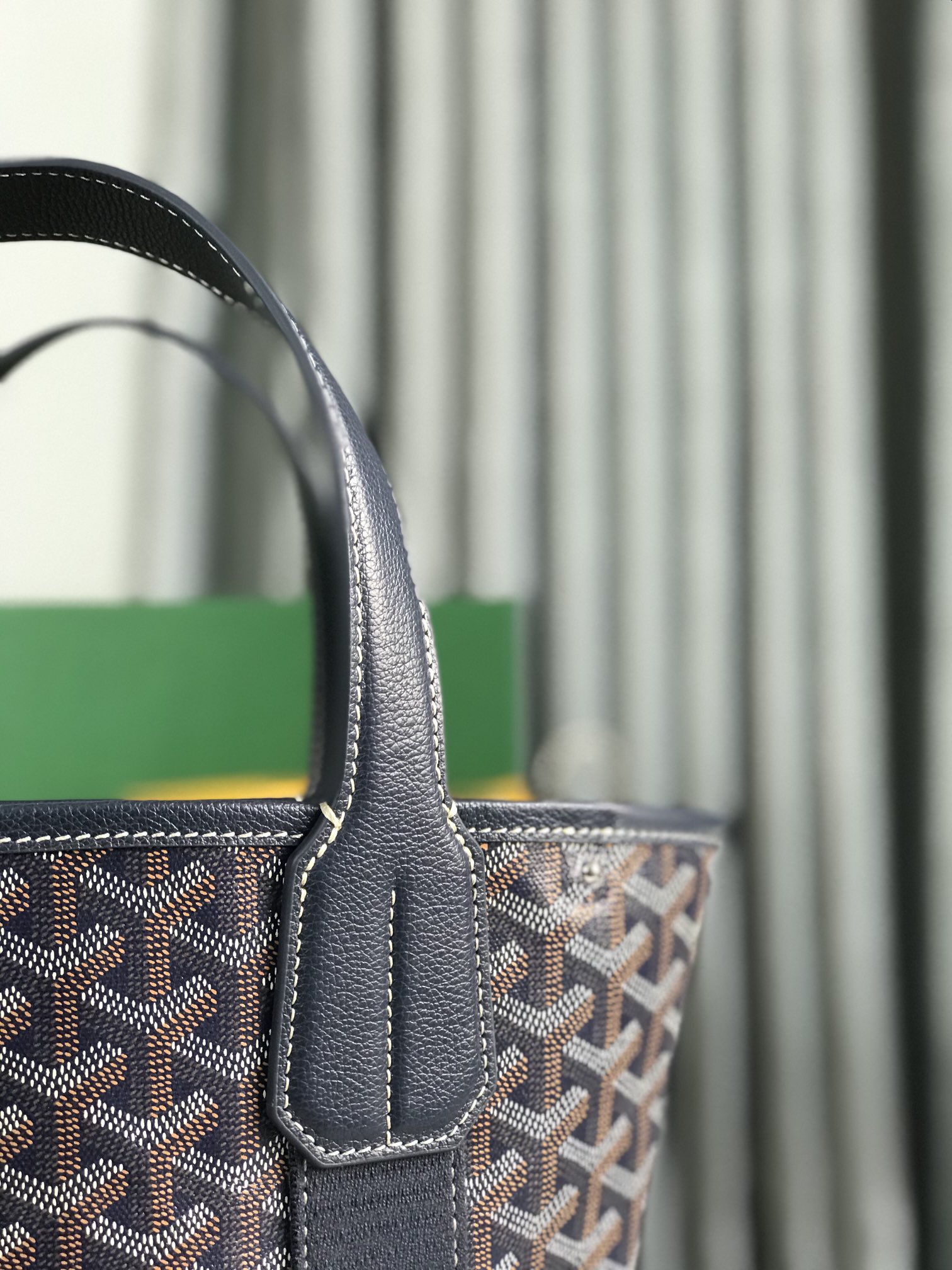 Goyard Goyardine Belharra PM Navy Blue Tote Palladium