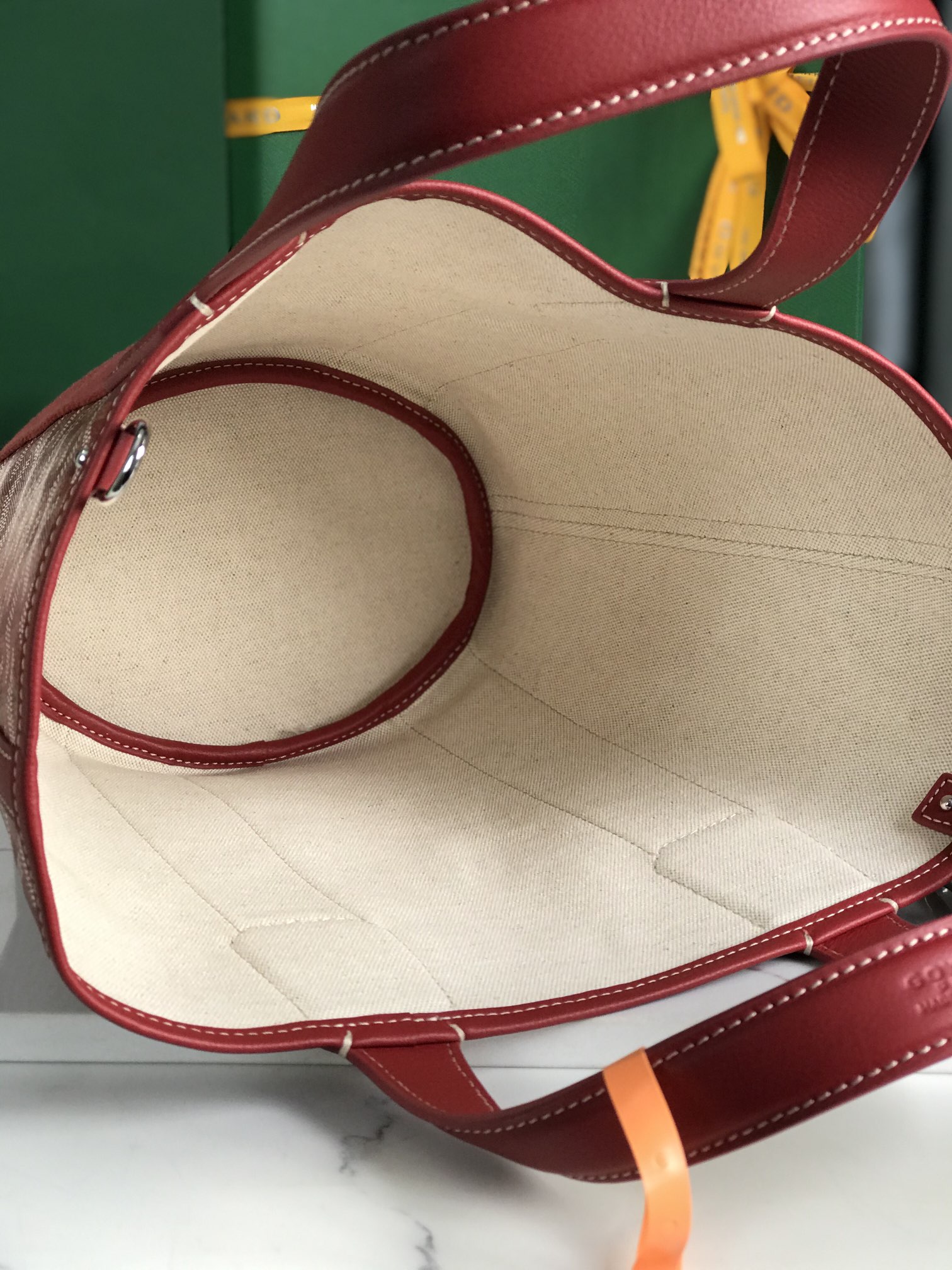 Pre-Owned Goyard PM Belharra Tote Printed Coated Canvas  bag in red