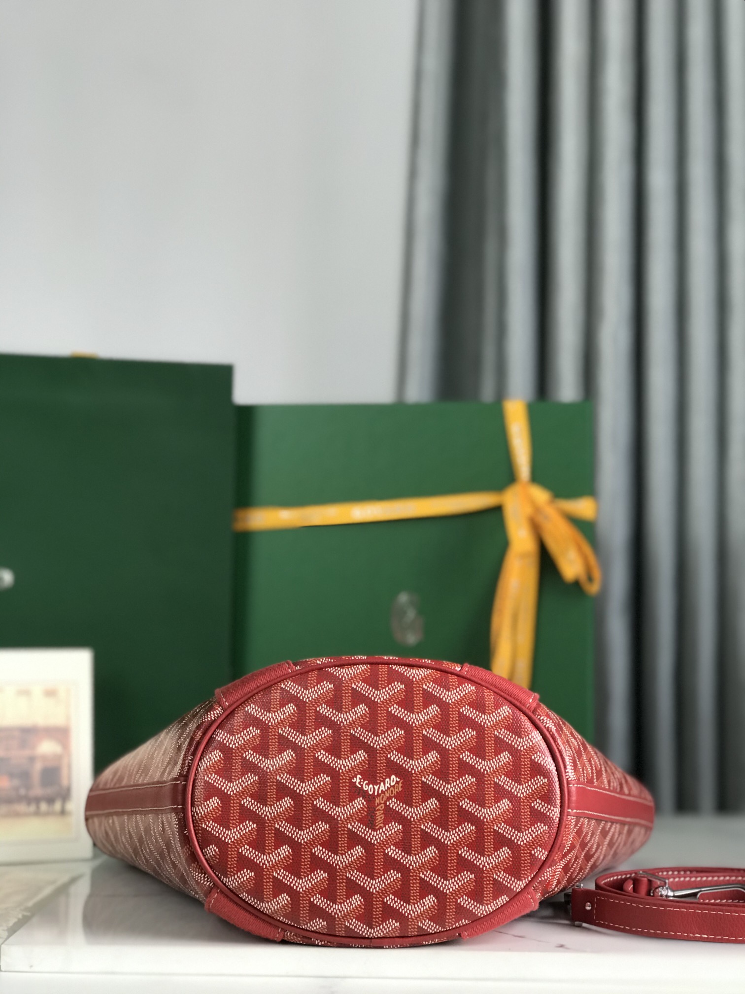 Pre-Owned Goyard PM Belharra Tote Printed Coated Canvas  bag in red