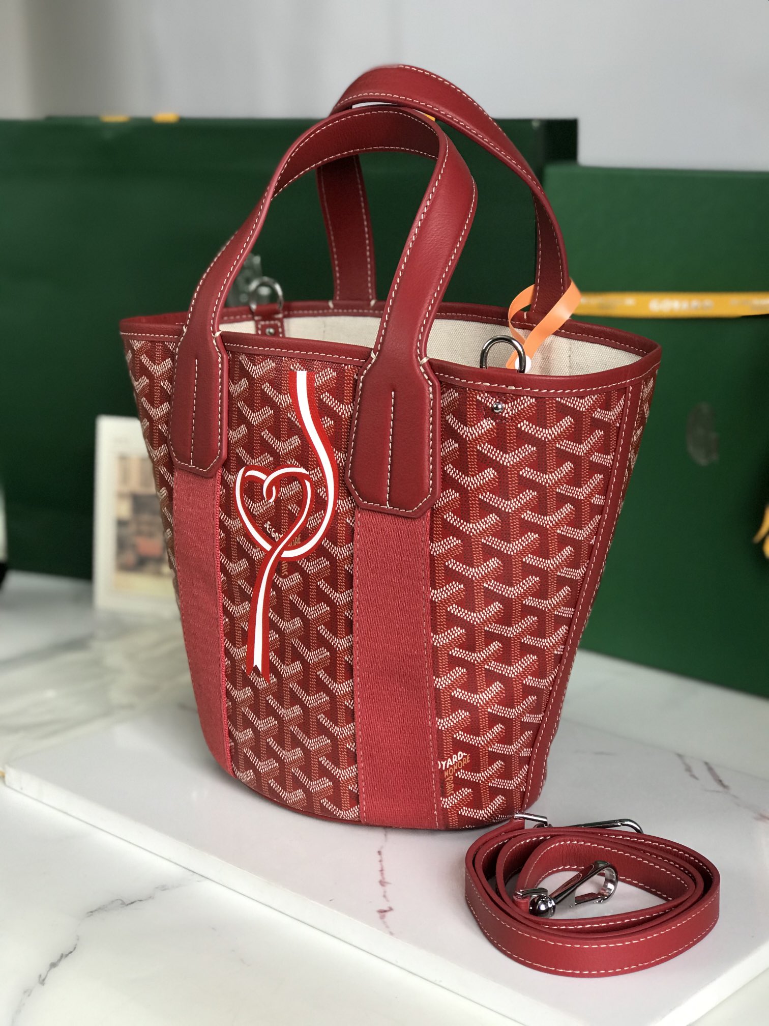 Pre-Owned Goyard PM Belharra Tote Printed Coated Canvas  bag in red