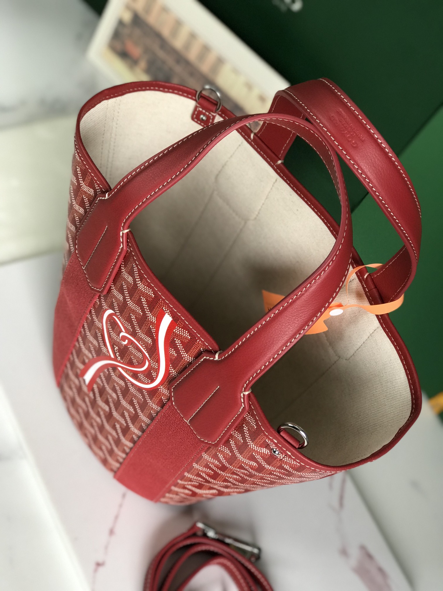 Pre-Owned Goyard PM Belharra Tote Printed Coated Canvas  bag in red