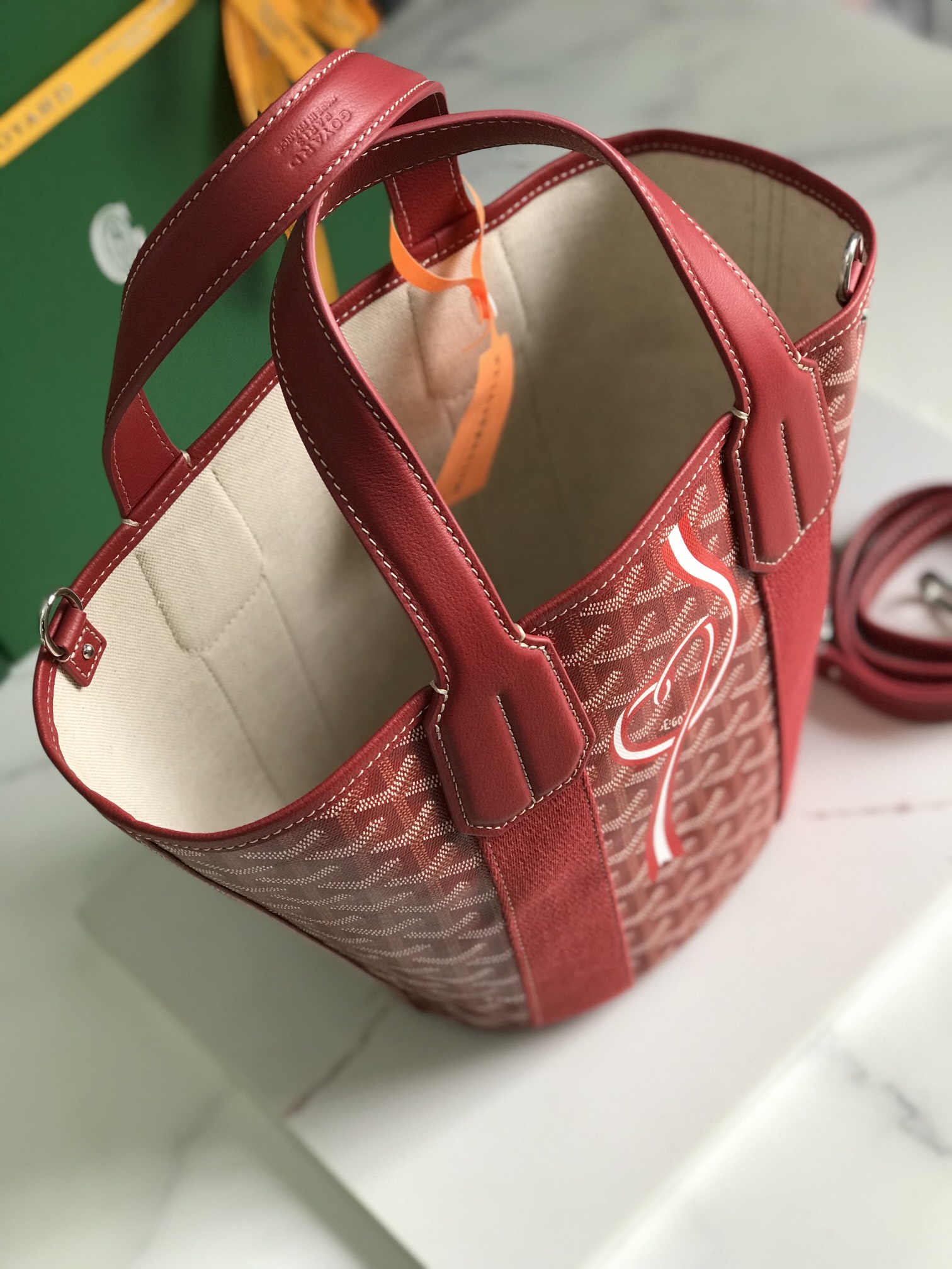 Pre-Owned Goyard PM Belharra Tote Printed Coated Canvas  bag in red