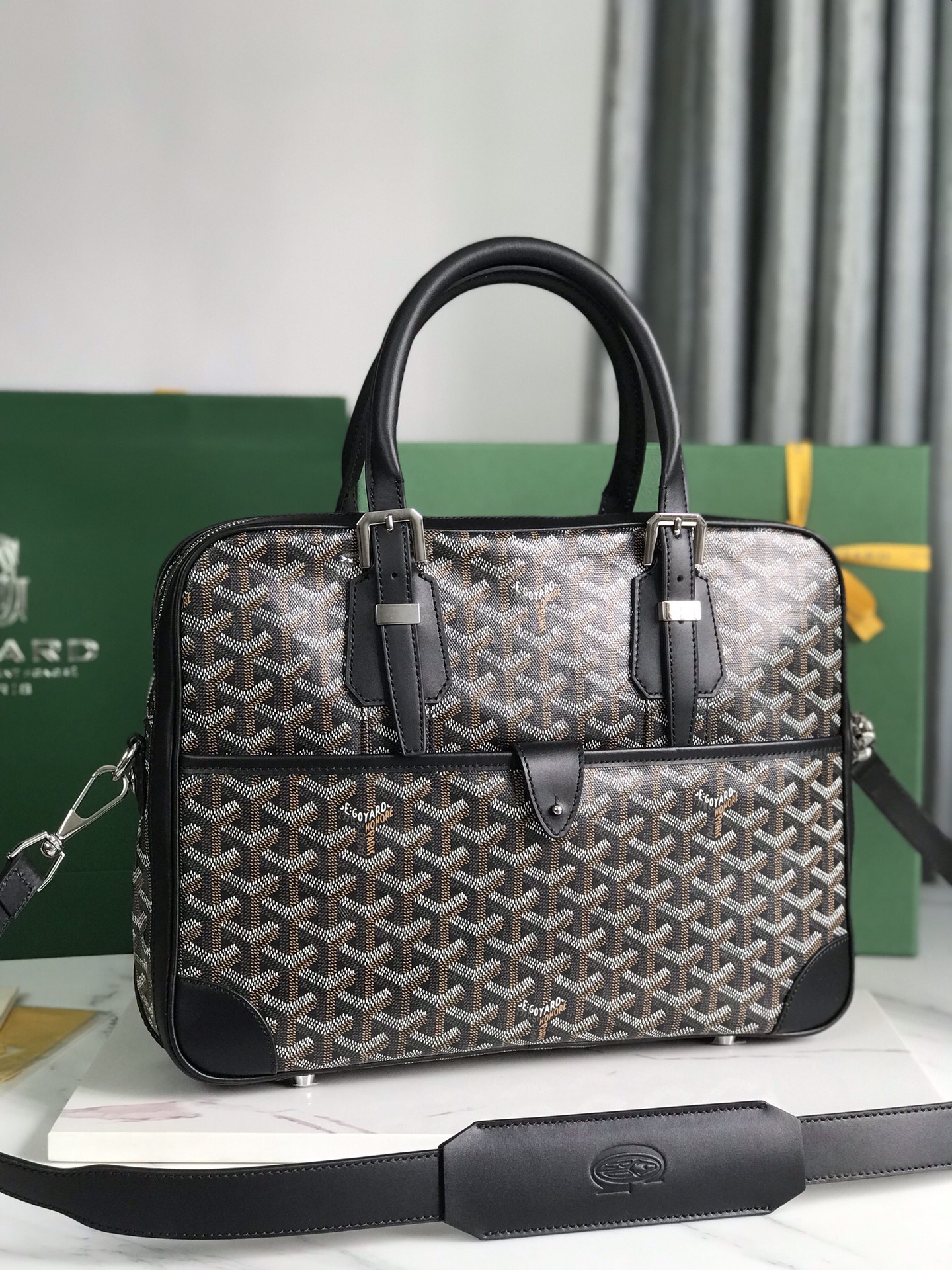 Goyard Black Diplomat Briefcase Business Handbag
