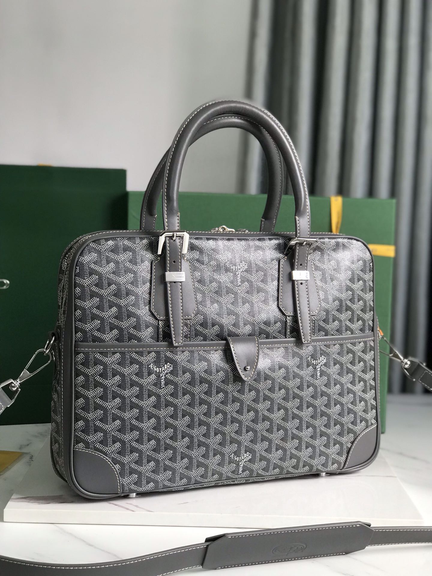 Goyard Black Goyardine Canvas Ambassade Gm