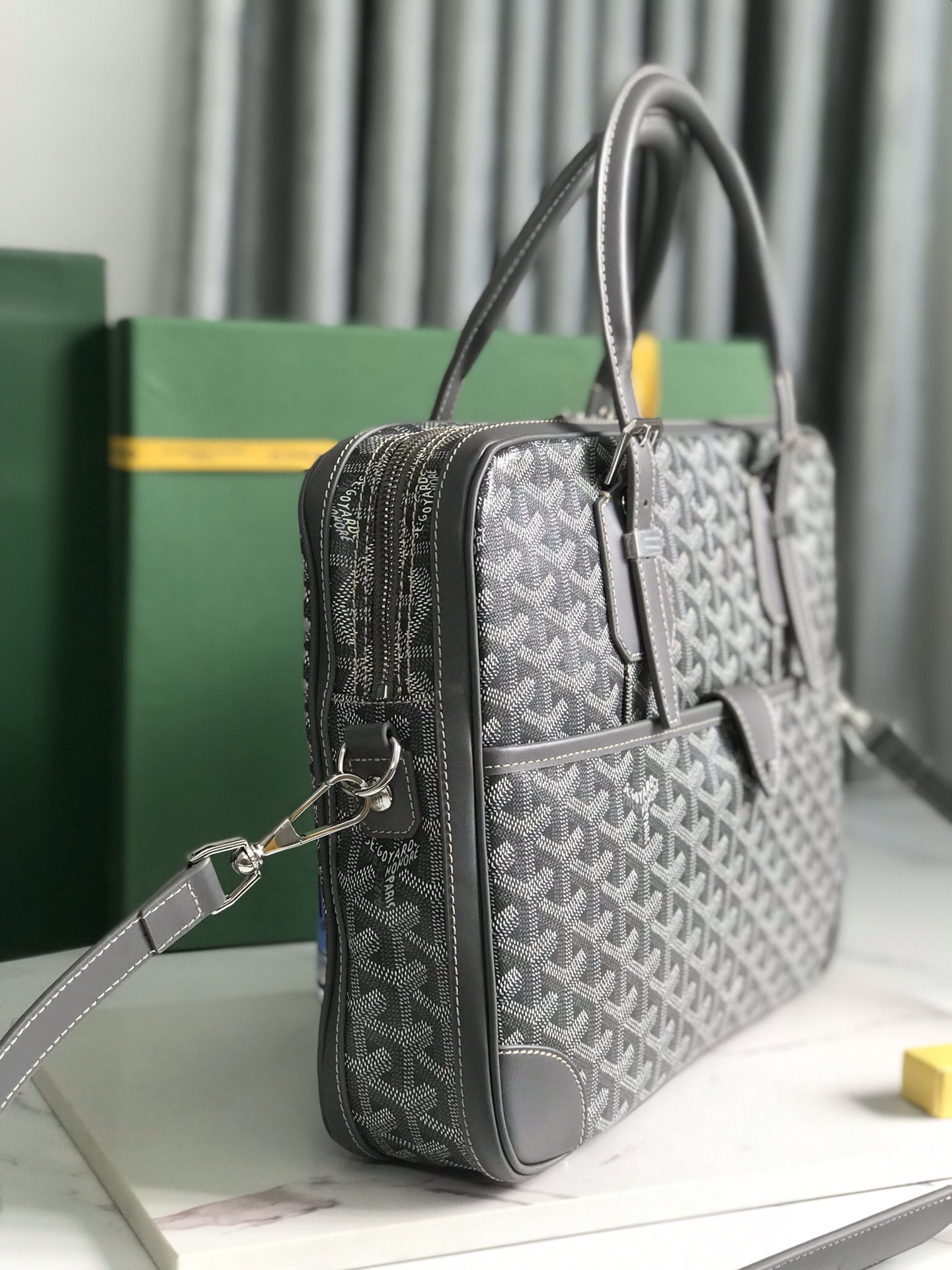 Goyard Black Goyardine Canvas Ambassade Gm