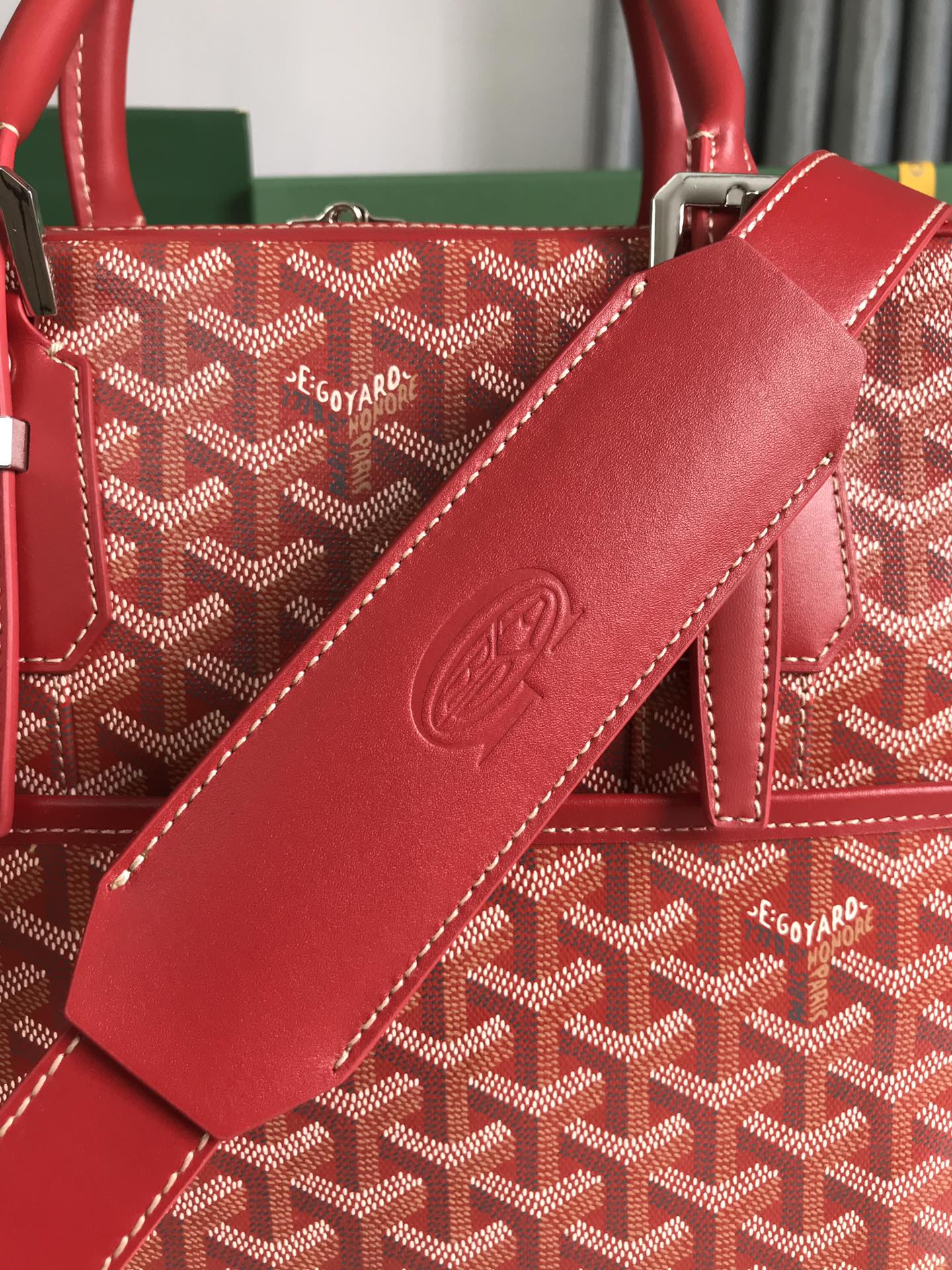Goyard Red Coated Canvas and Leather Trim Diplomat Briefcase