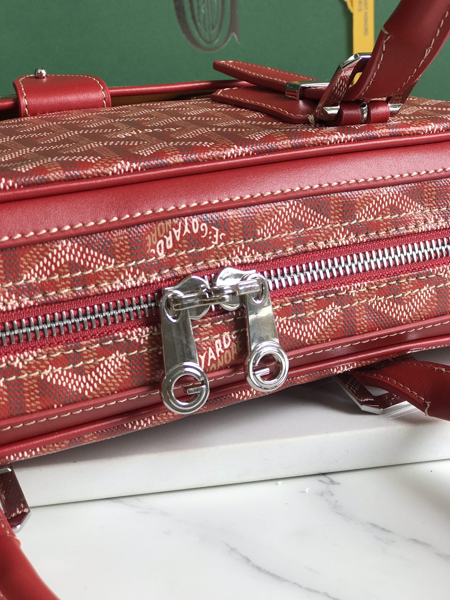 Goyard Red Coated Canvas and Leather Trim Diplomat Briefcase