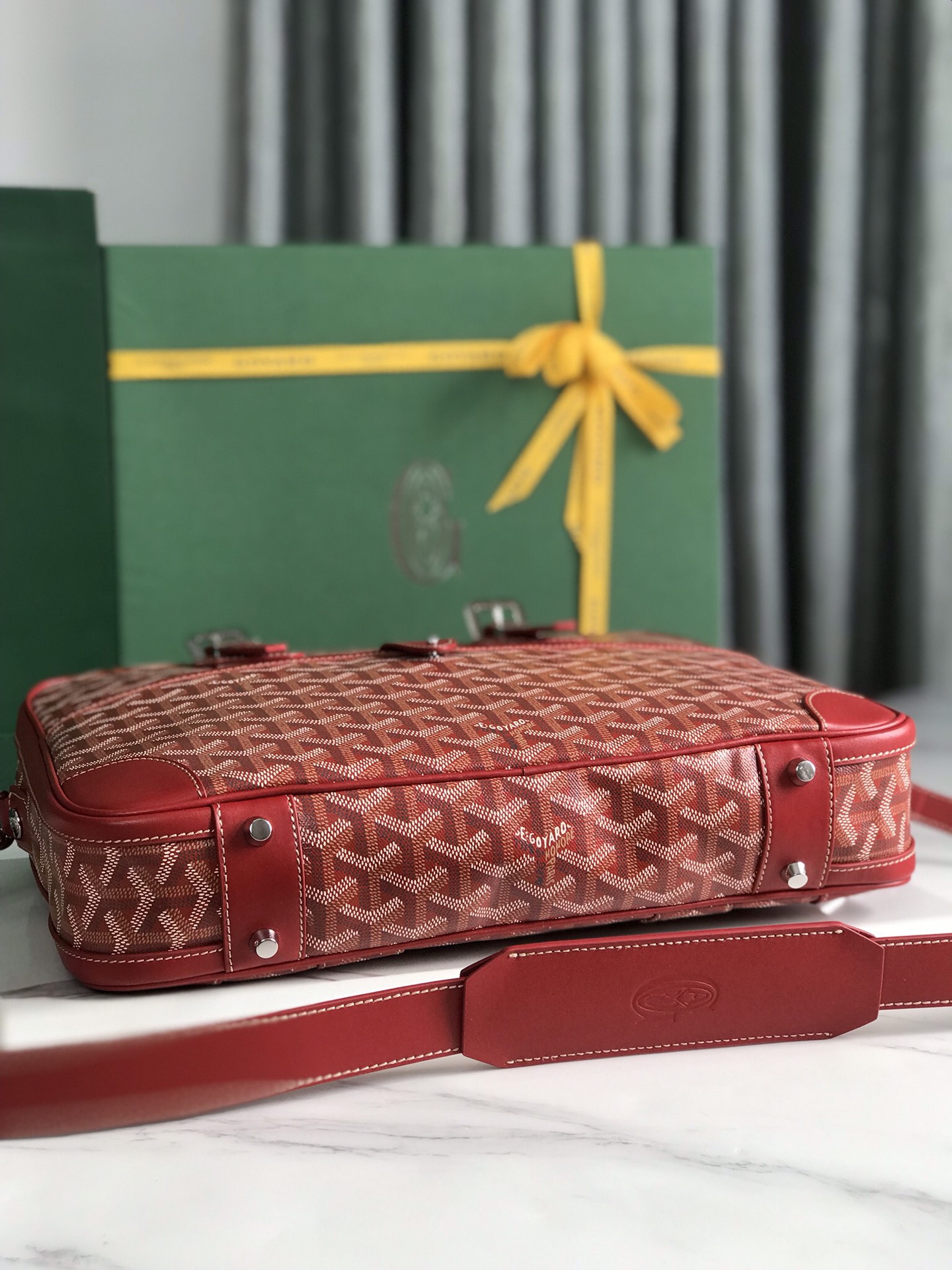 Goyard Red Coated Canvas and Leather Trim Diplomat Briefcase