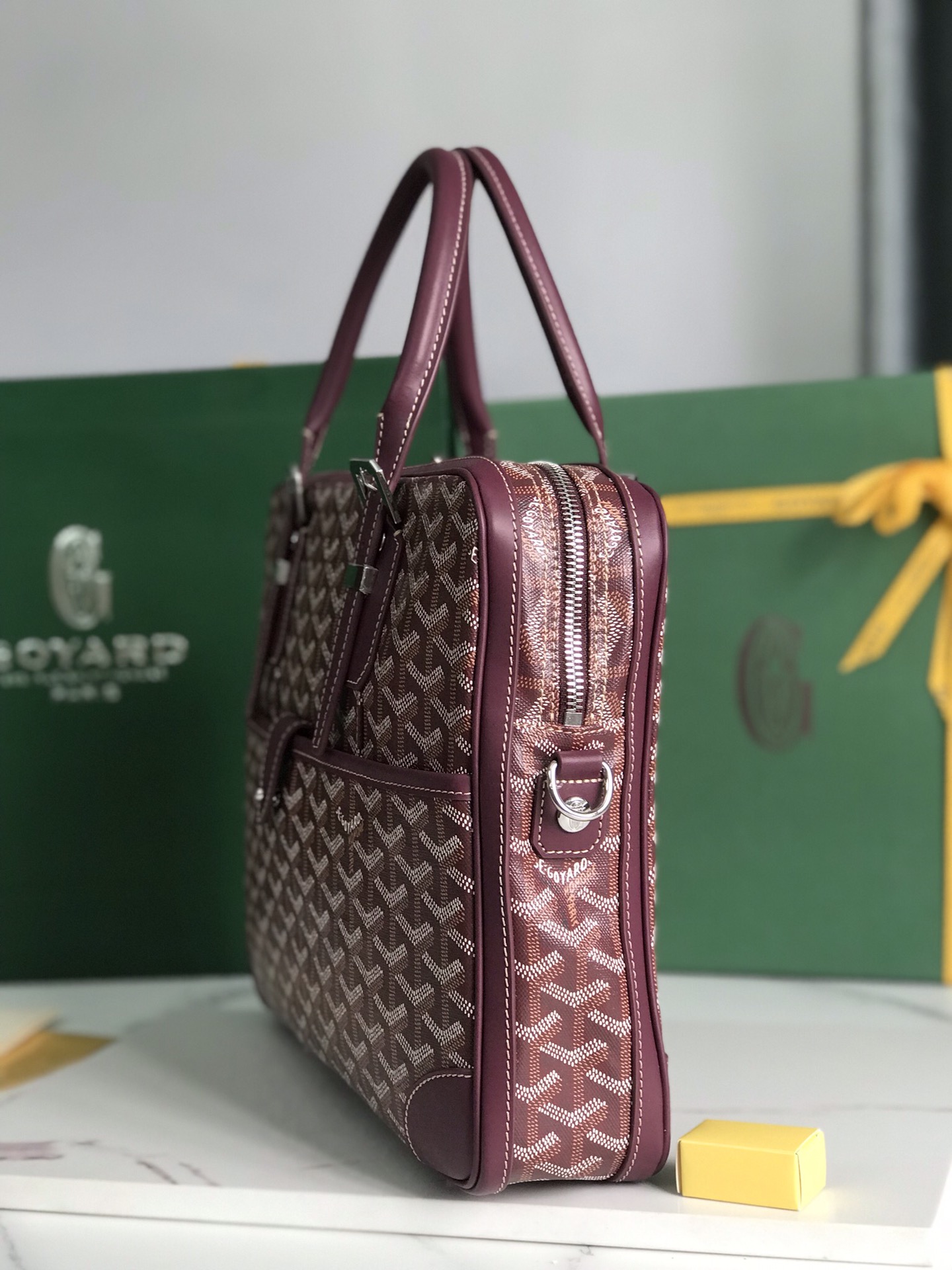Goyard Red Coated Canvas and Leather Trim Diplomat Briefcase
