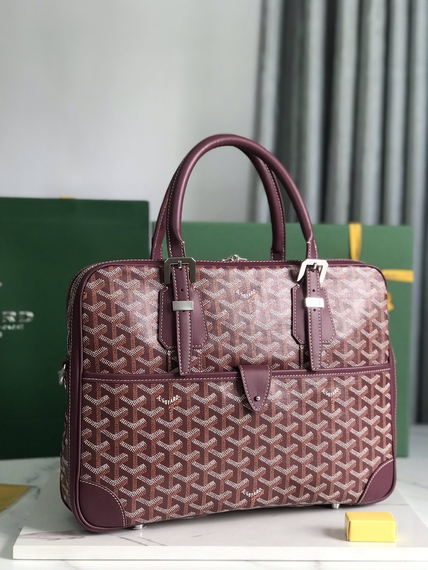 Goyard Red Coated Canvas and Leather Trim Diplomat Briefcase
