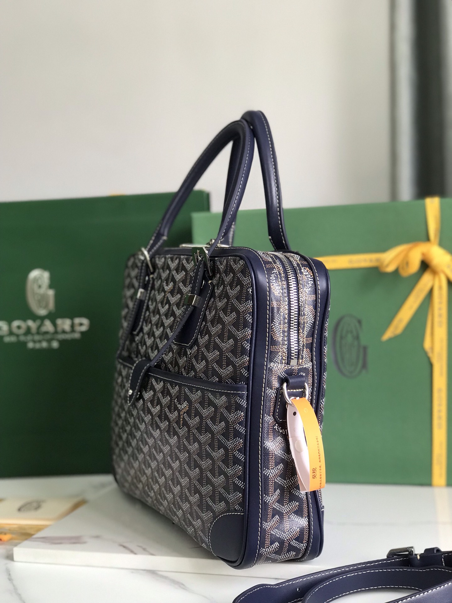 Goyard Ambassade Briefcase Coated Canvas PM Blue ...