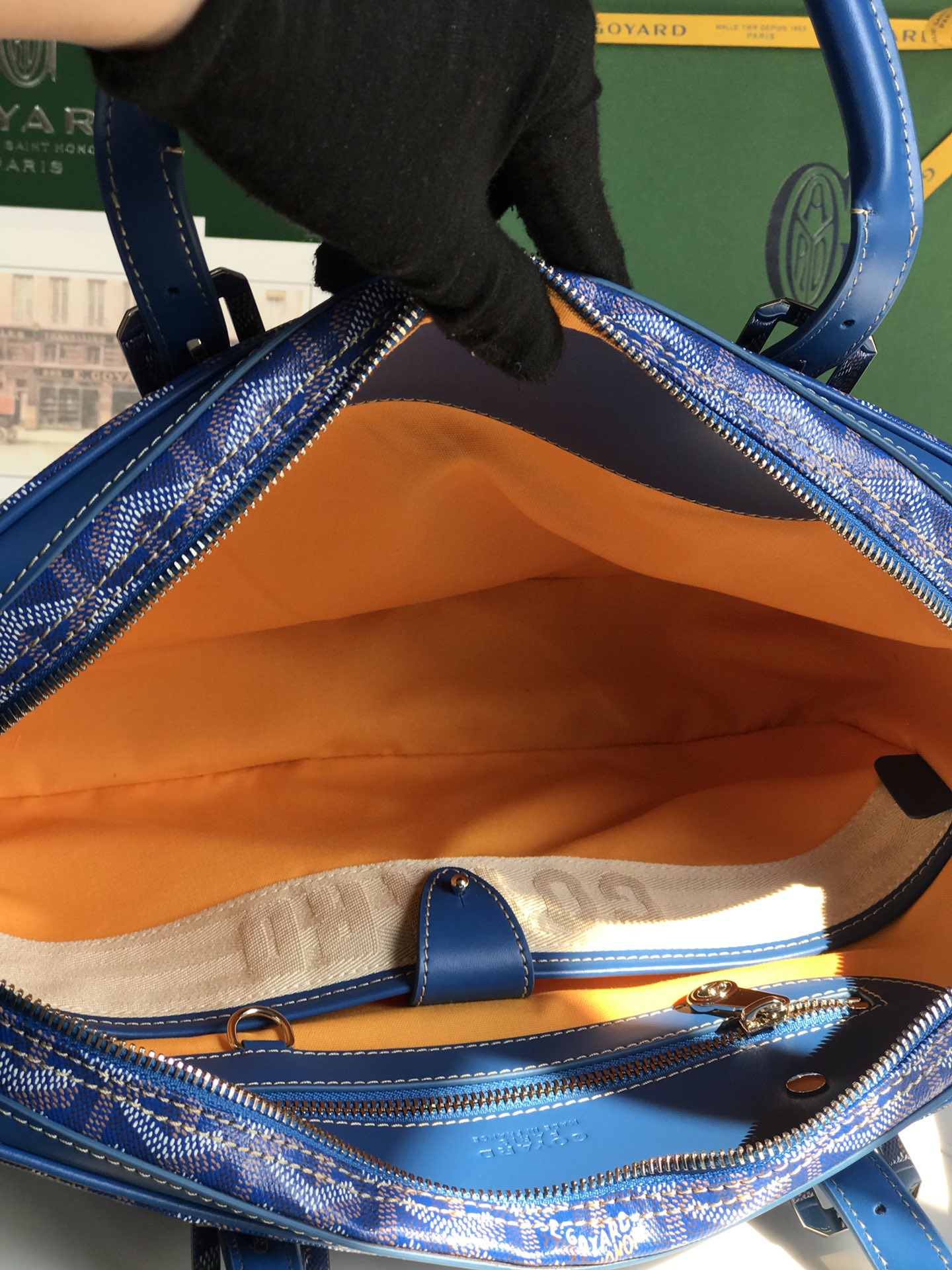 GOYARD Goyardine Ambassade PM Briefcase Sky Blue 120560