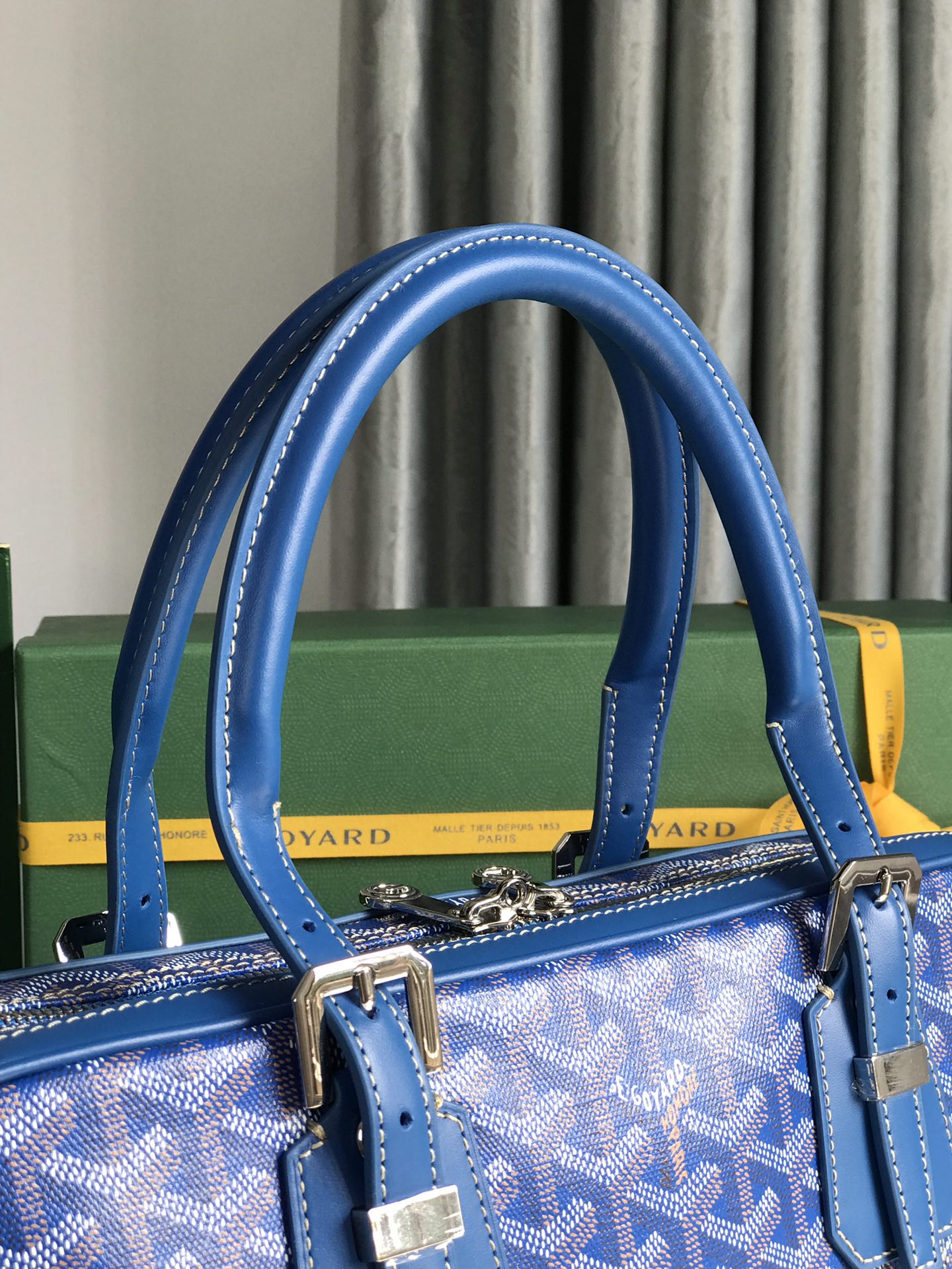 GOYARD Goyardine Ambassade PM Briefcase Sky Blue 120560