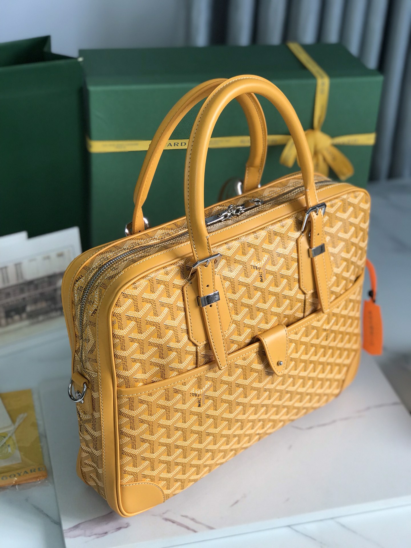 GOYARD Goyardine PM Ambassade Briefcase Yellow